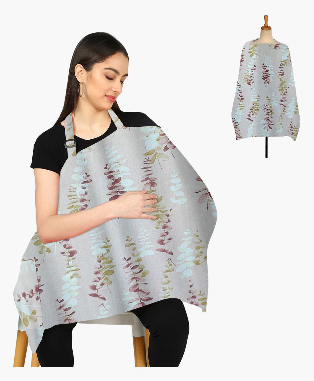AHC ZIKKU Cotton Nursing Cover for Breast Feeding Mothers Feeding Apron/Scarf Soft Breathable No See-Through Full Cover with Mobile Pocket (Pink Style)-image-18