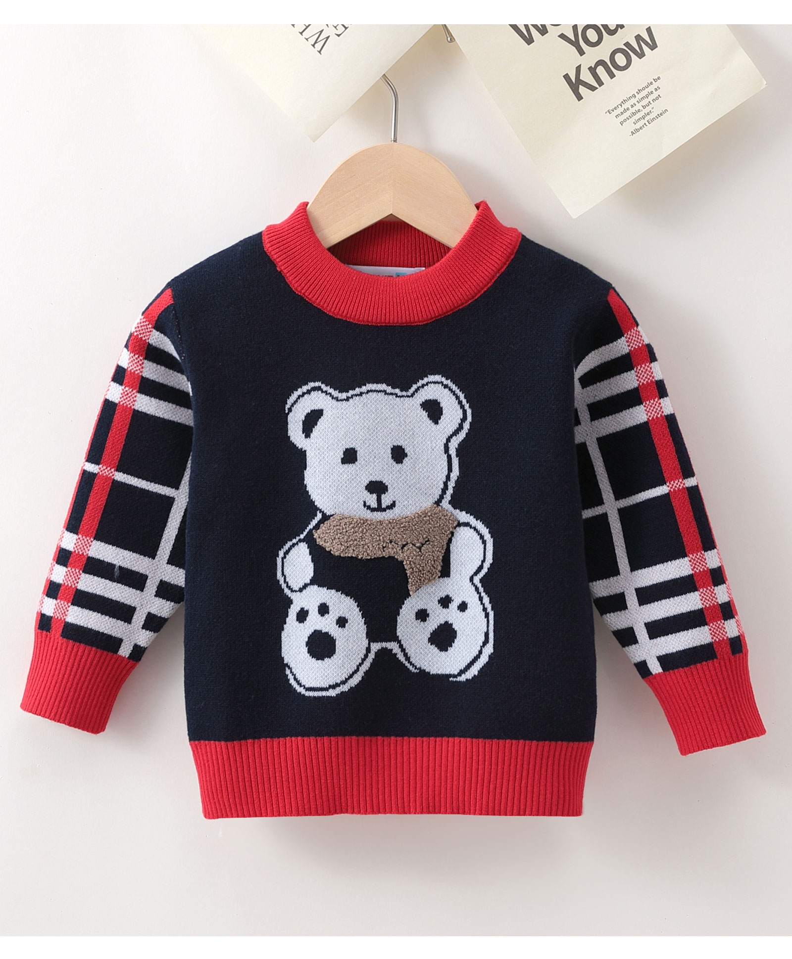 Kookie Kids Full Sleeves Sweater Bear Design- Navy Blue-image-41