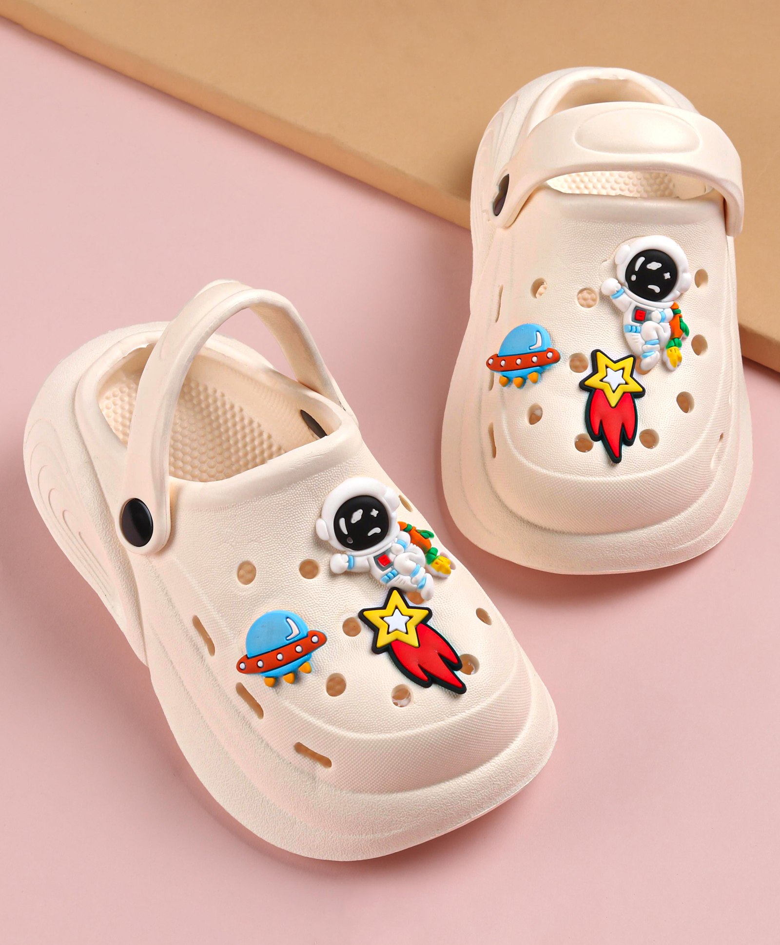 Cute Walk by Babyhug Slip on Clogs with Space Applique -White-picture-11