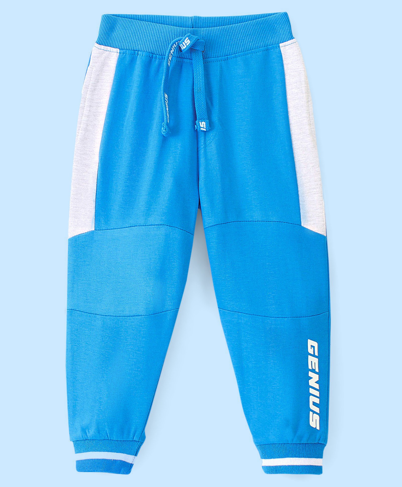 Babyhug Cotton Looper Knit Full Length Lounge Pant Solid Colour - Blue-image-48