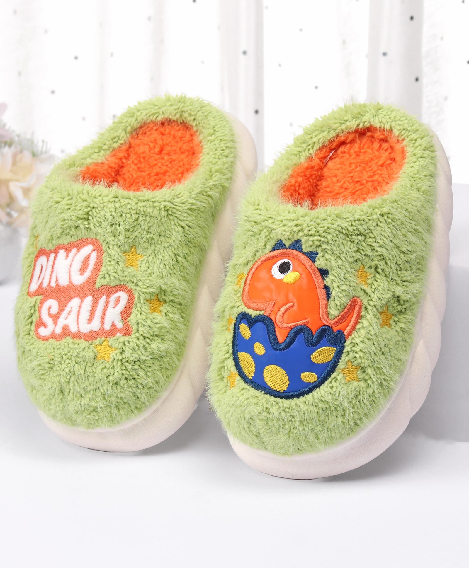 Cute Walk by Babyhug Slip On Fur Dino Embroidered Winter Booties - Green-image-45