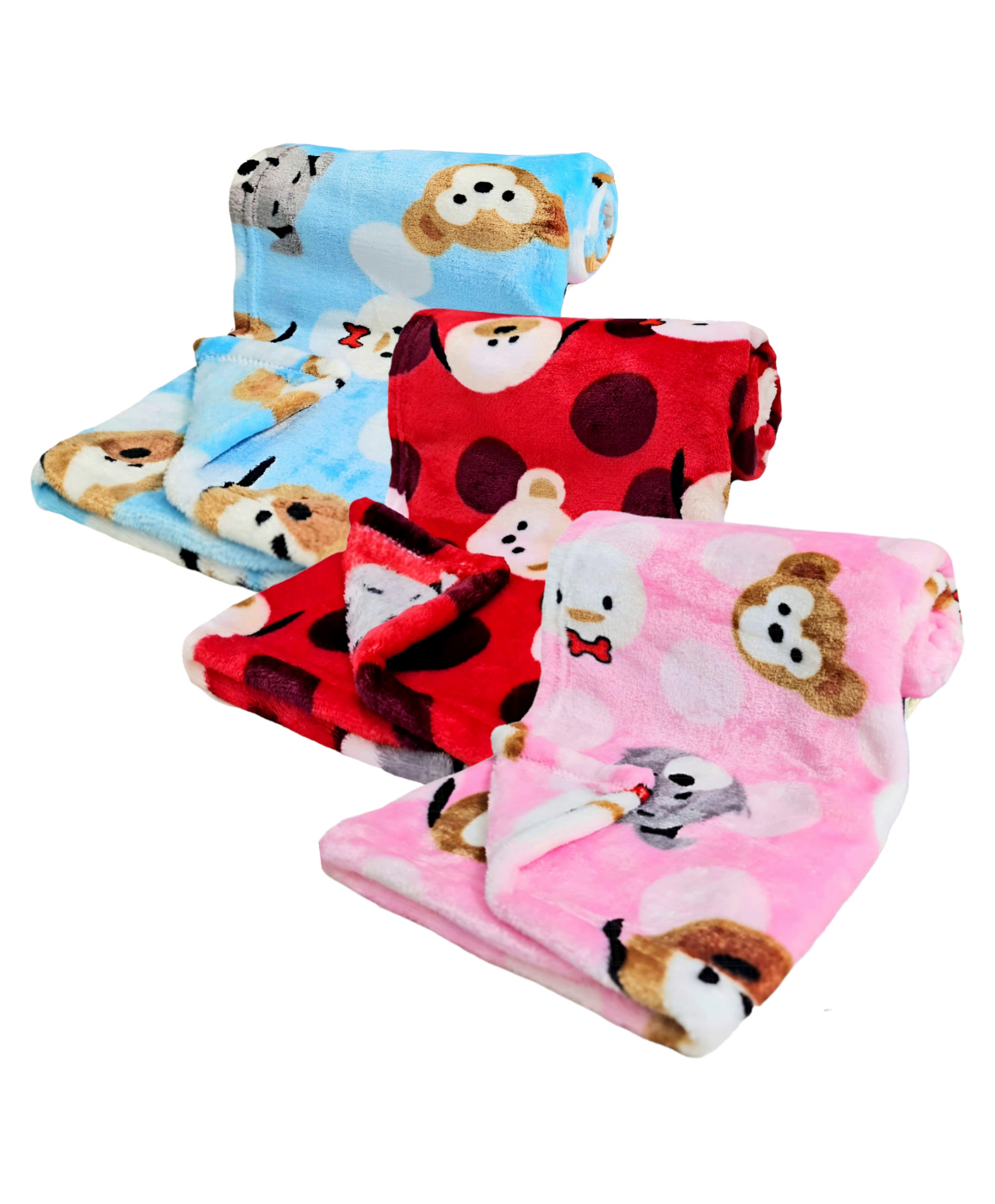 Brandonn Printed Crib Baby Swaddle Blanket Pack of 3  - Pink Red Sky Blue-picture-18
