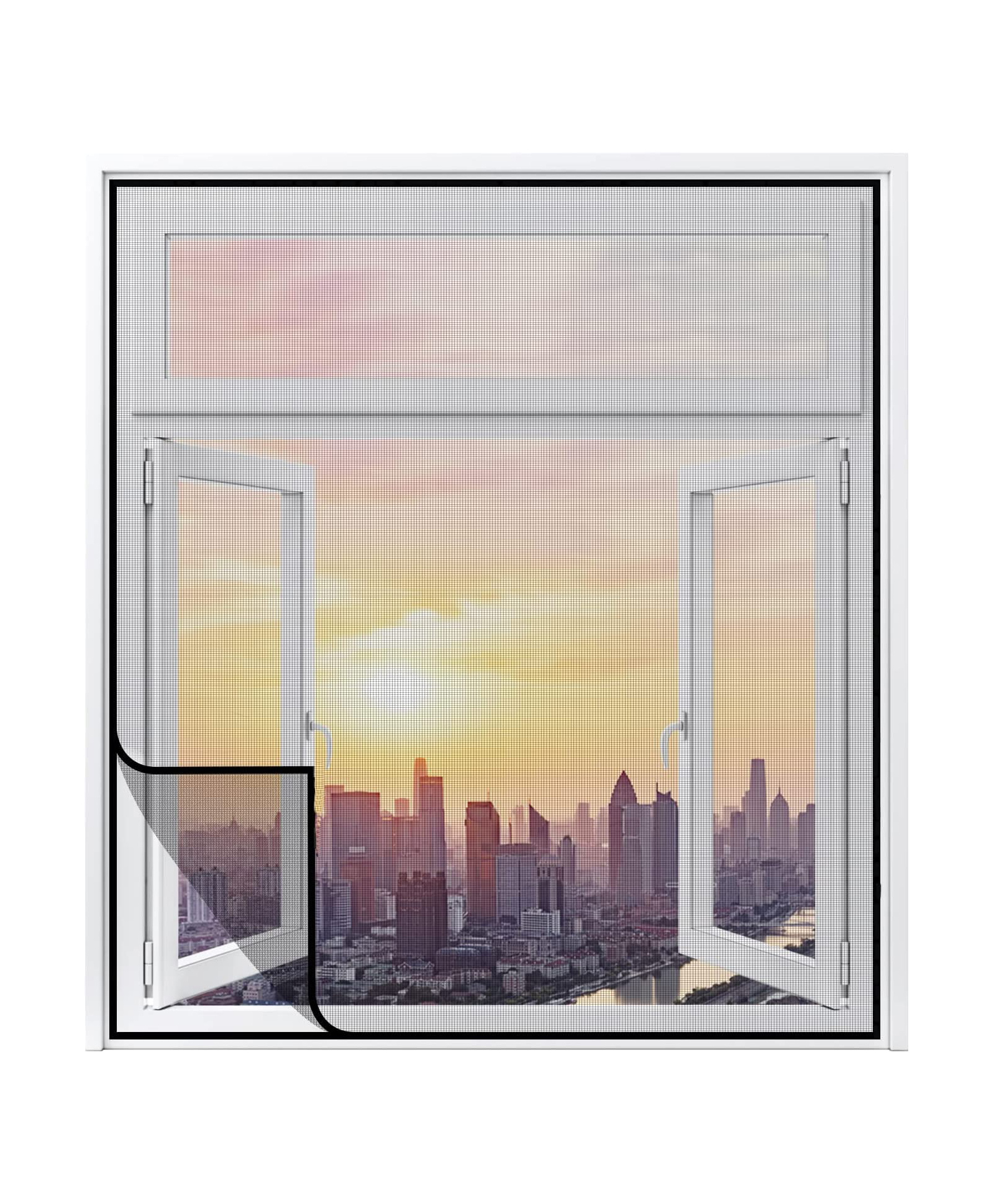 classic mosquito nets Classic Mosquito Net for Windows Pre Stitched Premium 120GSM Fiberglass Net with Self Adhesive Hook Tape - Black-picture-19
