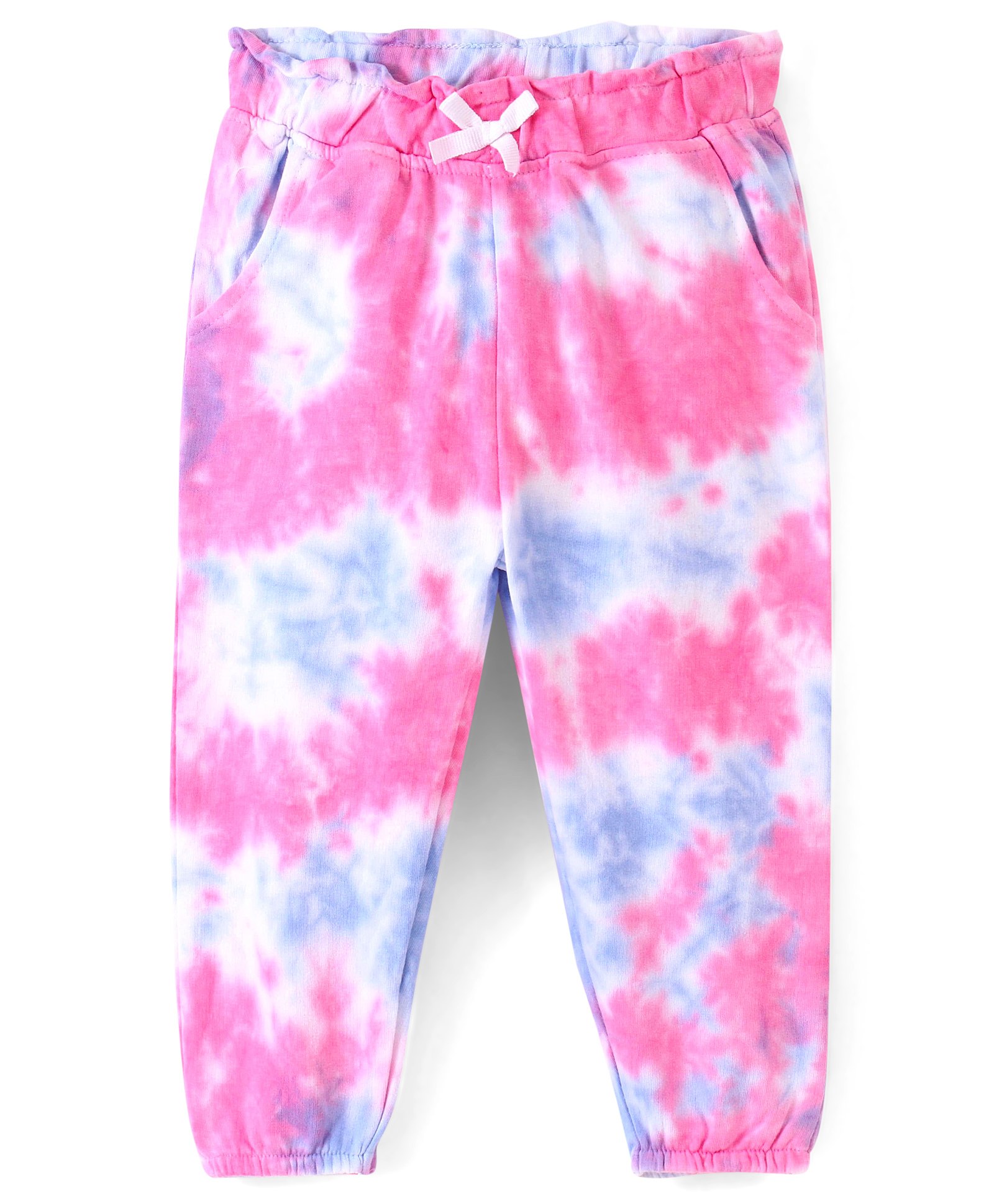 Babyhug Cotton Looper Full Length Lounge Pant Tie Dye Print- Pink-image-37