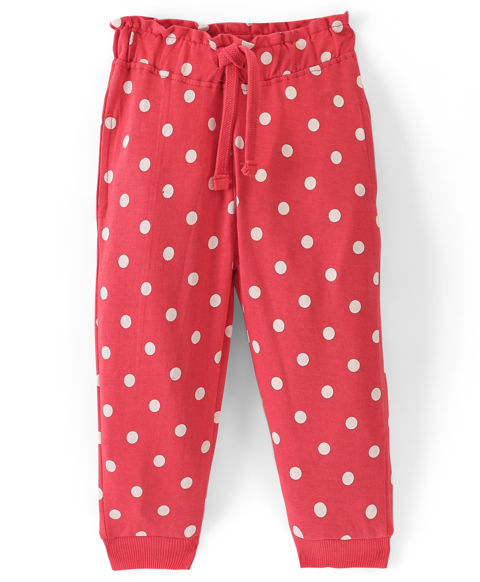 Babyhug Cotton Looper Full Length Lounge Pant Polka Dots - Red-image-32