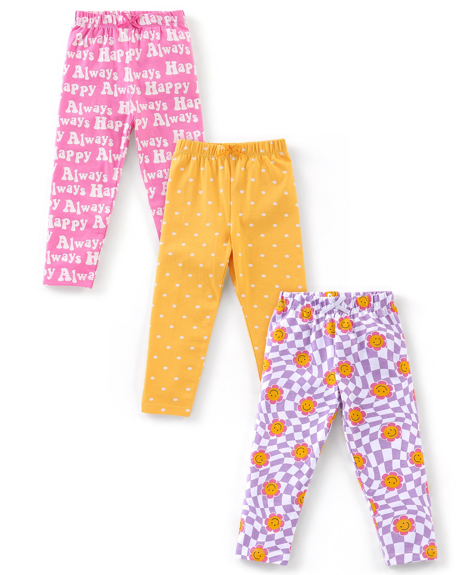 Babyhug Cotton Lycra Knit Full Length Polka Dots & Floral Printed Leggings Pack of 3 - Multicolour-picture-24