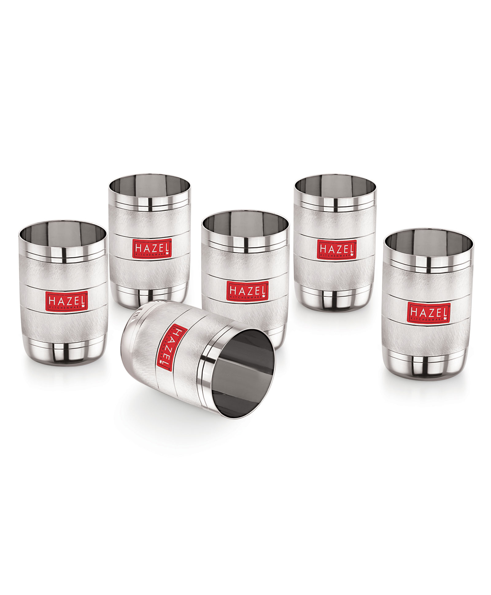 HAZEL Stainless Steel Glass for Drinking Water Unbreakable with Glossy Finish Design Set of 6 Silver - 350 ML-picture-8