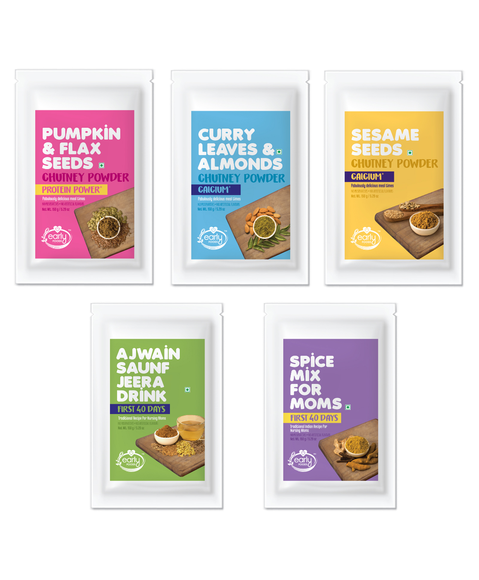 Combo of Spice Mix Ajwain Drink and Chutney Powders Pack of 5 - 150 g Each-image-22