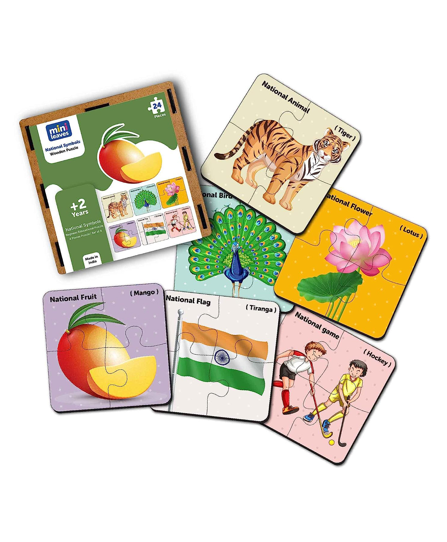 minileaves Mini Leaves India's National Symbol 4 pieces wooden Puzzle-picture-14