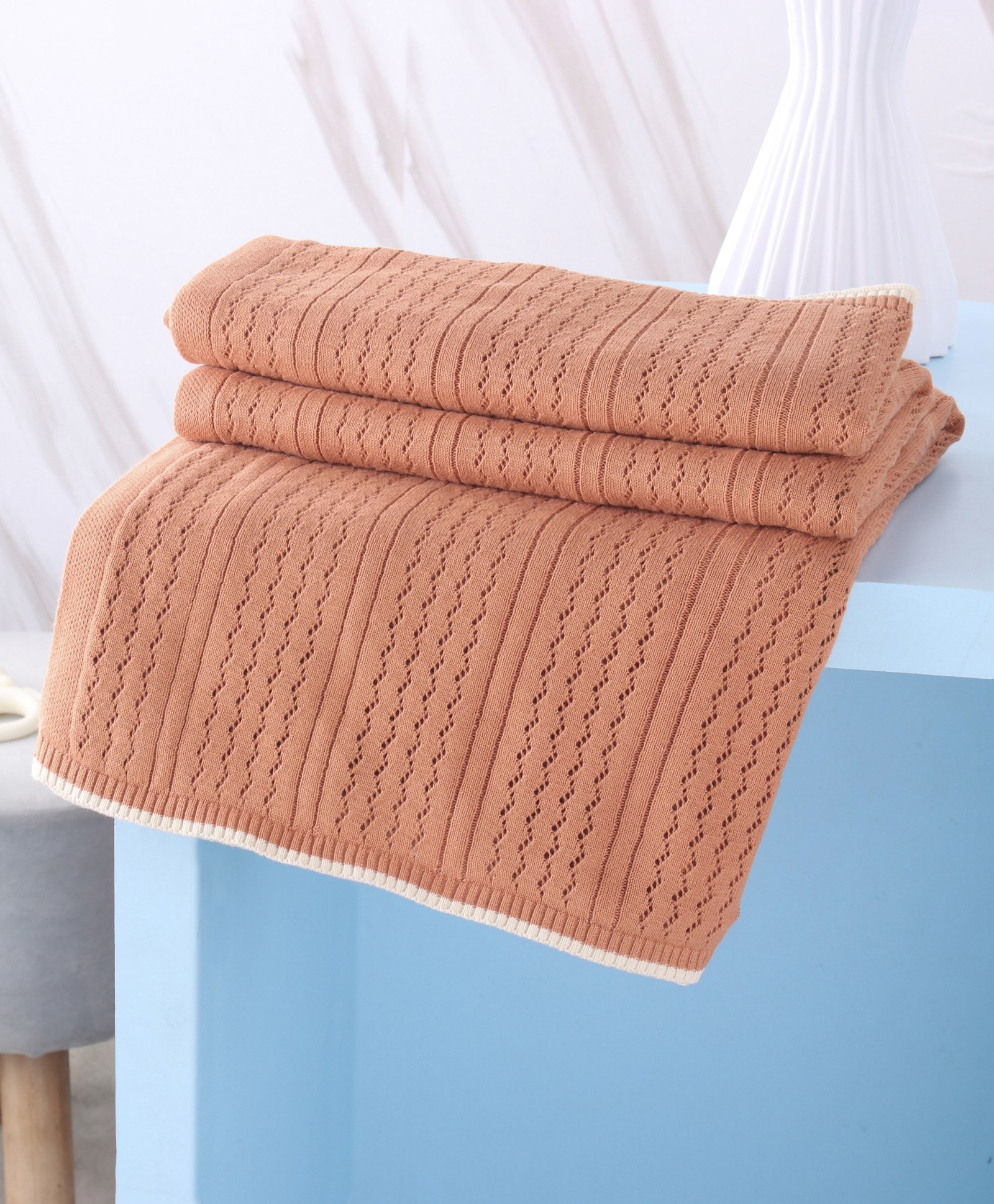 yellow apple all season striped cotton blanket - orange