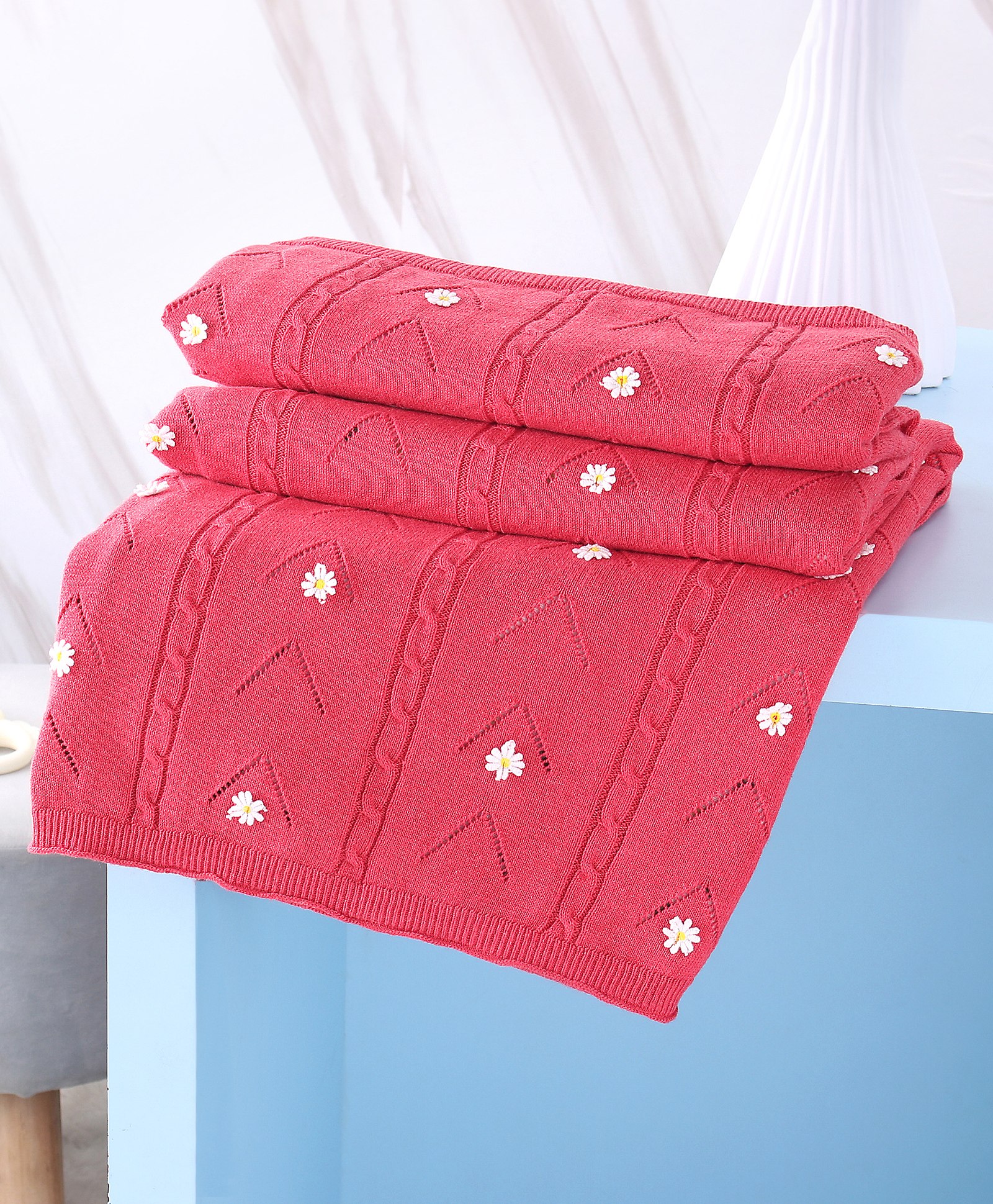 yellow apple all season 100% cotton blanket - pink