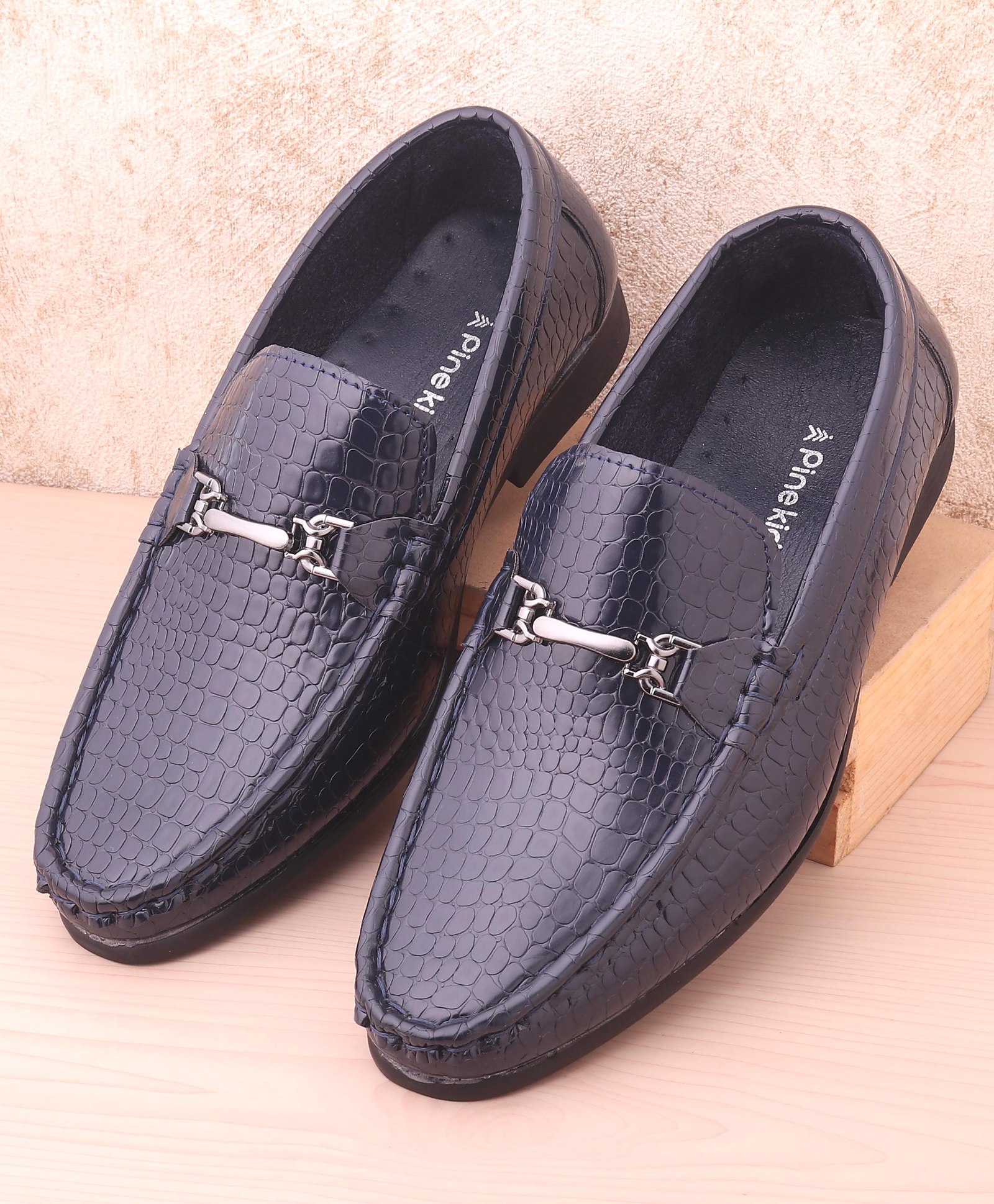 Pine Kids Slip On Party Wear Shoes with Applique - Blue-picture-38