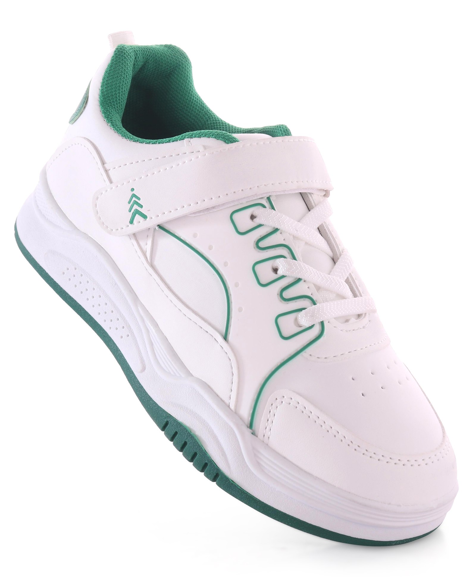 Pine Kids Velcro Closure Sneakers - White & Green-image-29