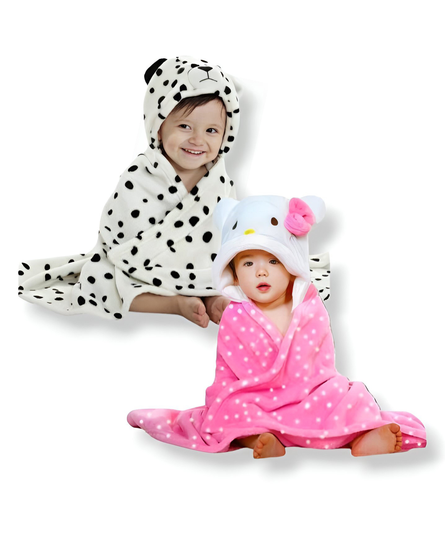 BRANDONN Flannel Swaddle Blanket Pack of 2  - White & Pink-picture-31