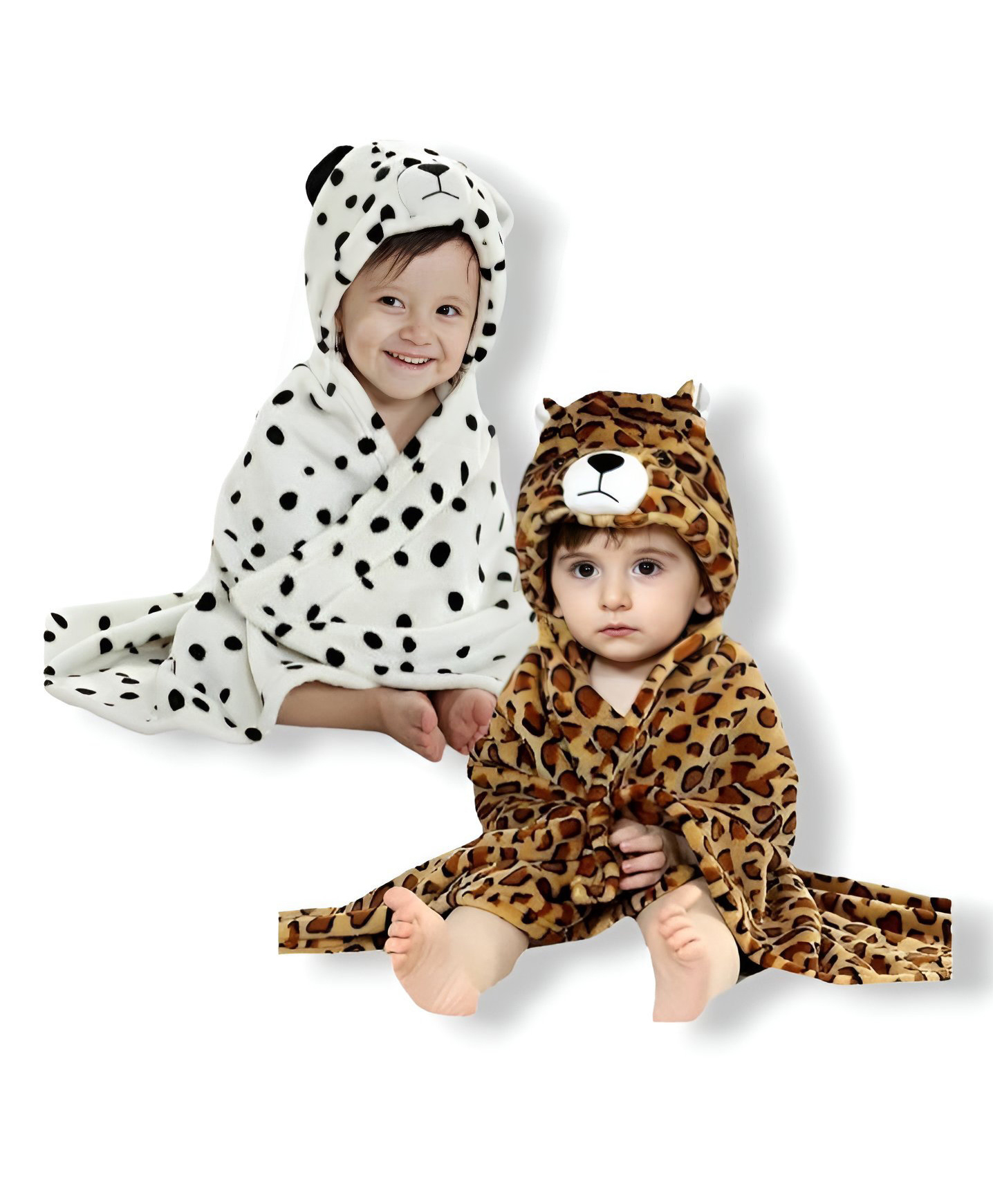 BRANDONN Flannel Swaddle Blanket Pack of 2  - White & Brown-picture-16