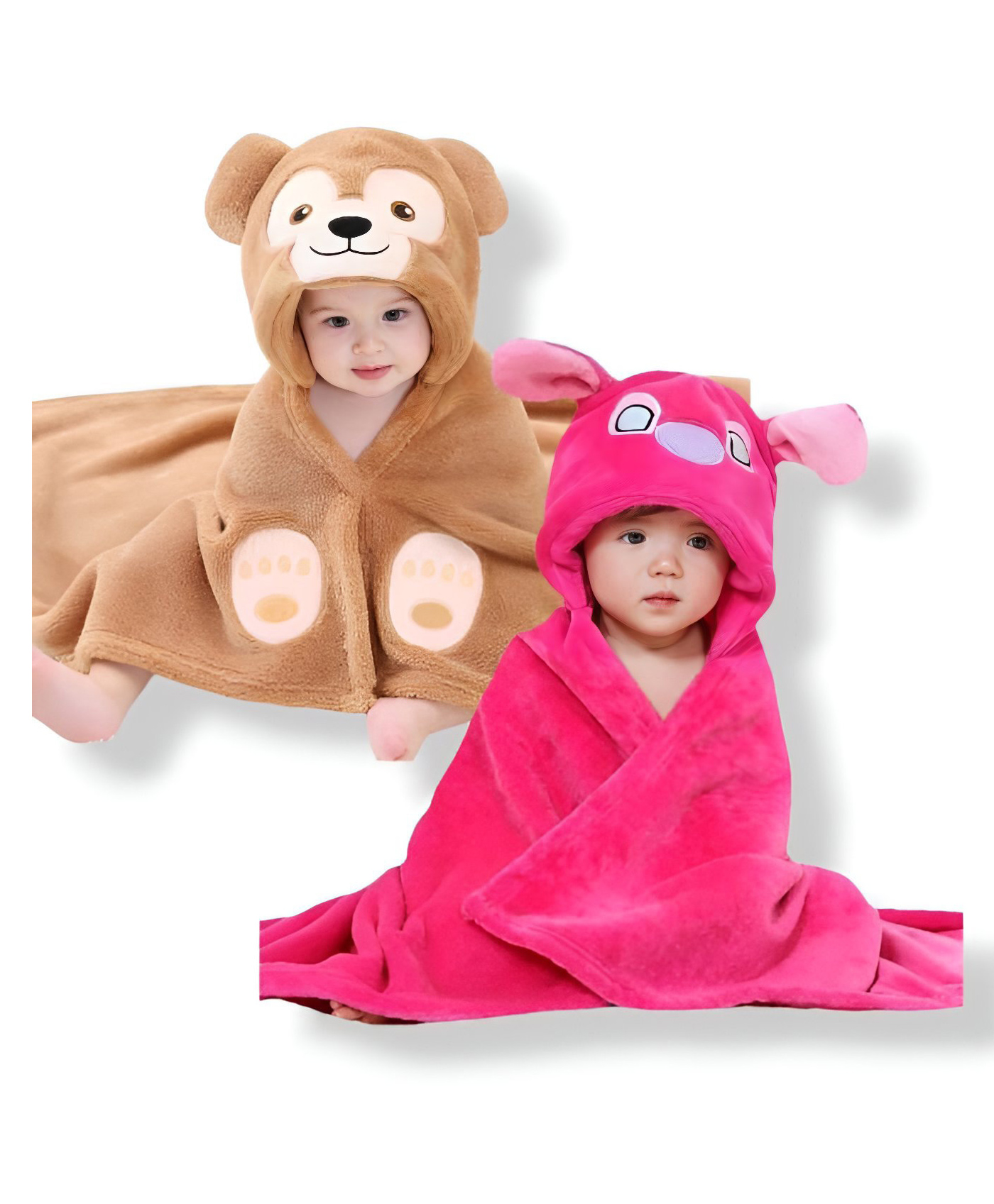 BRANDONN Flannel Swaddle Blanket Pack of 2  - Beige & Pink-image-6