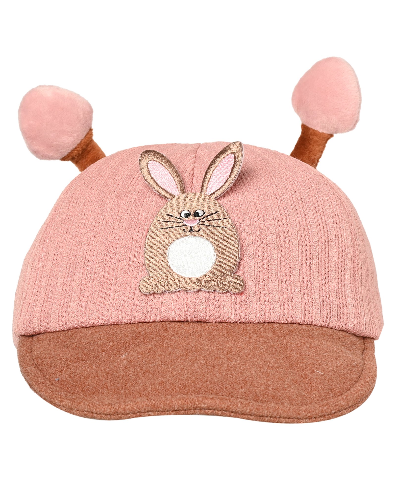 Kid-O-World Bunny Embroidered Patch Detailed & Textured Cap With Horns - Peach-picture-10