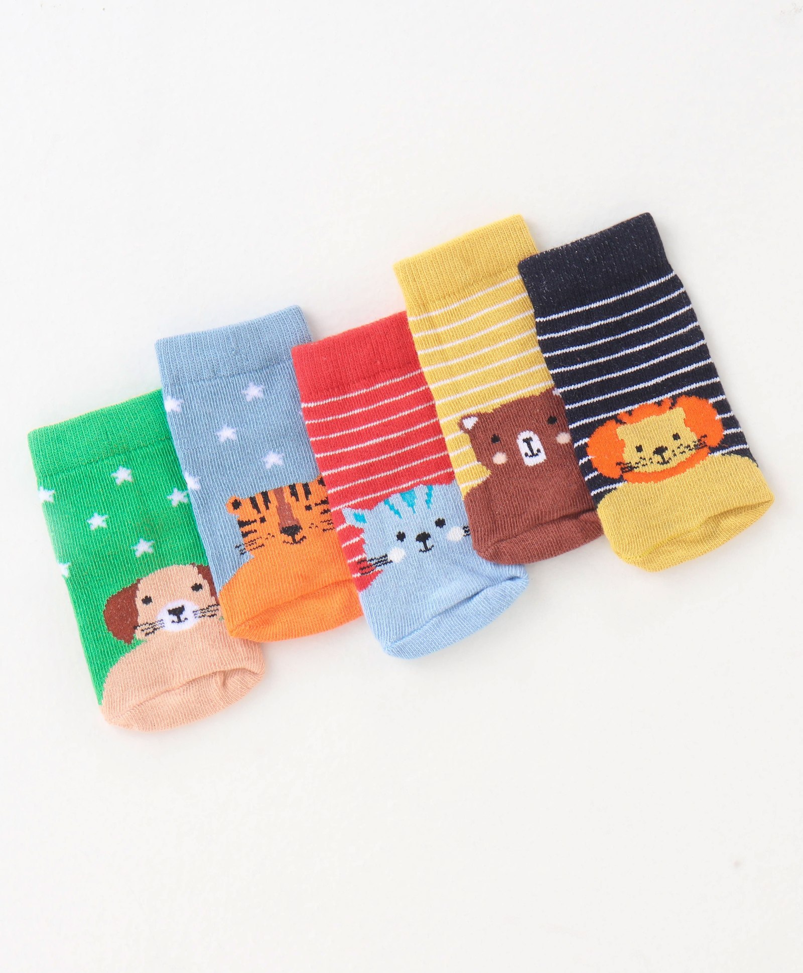Cute Walk By Babyhug Non Terry Anti Bacterial Ankle Length Socks Animals Print Pack Of 5 - Multicolour-image-24