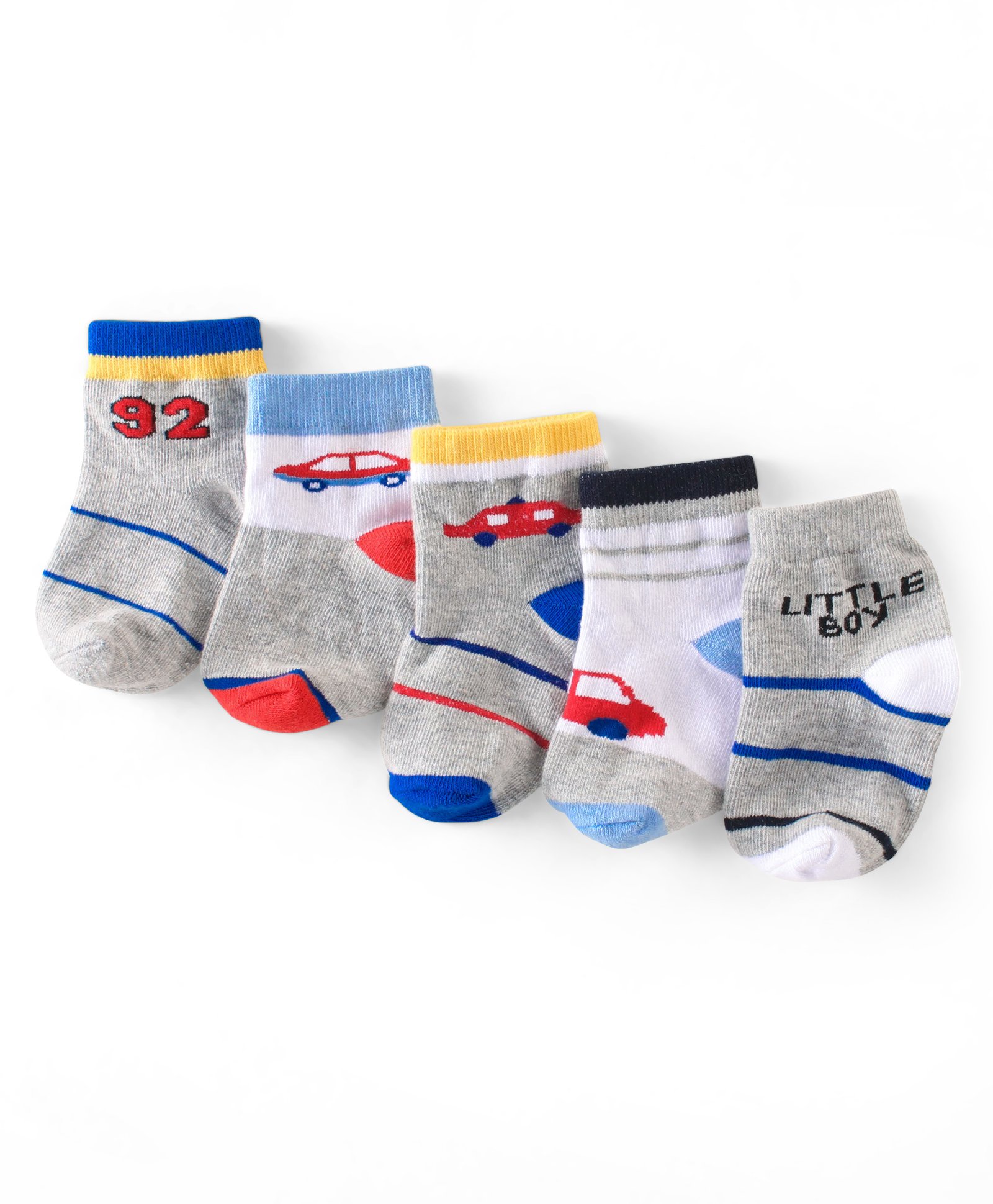 Cute Walk By Babyhug Non Terry Anti Bacterial Ankle Length Design Socks Pack of 5 - Multicolour-image-19