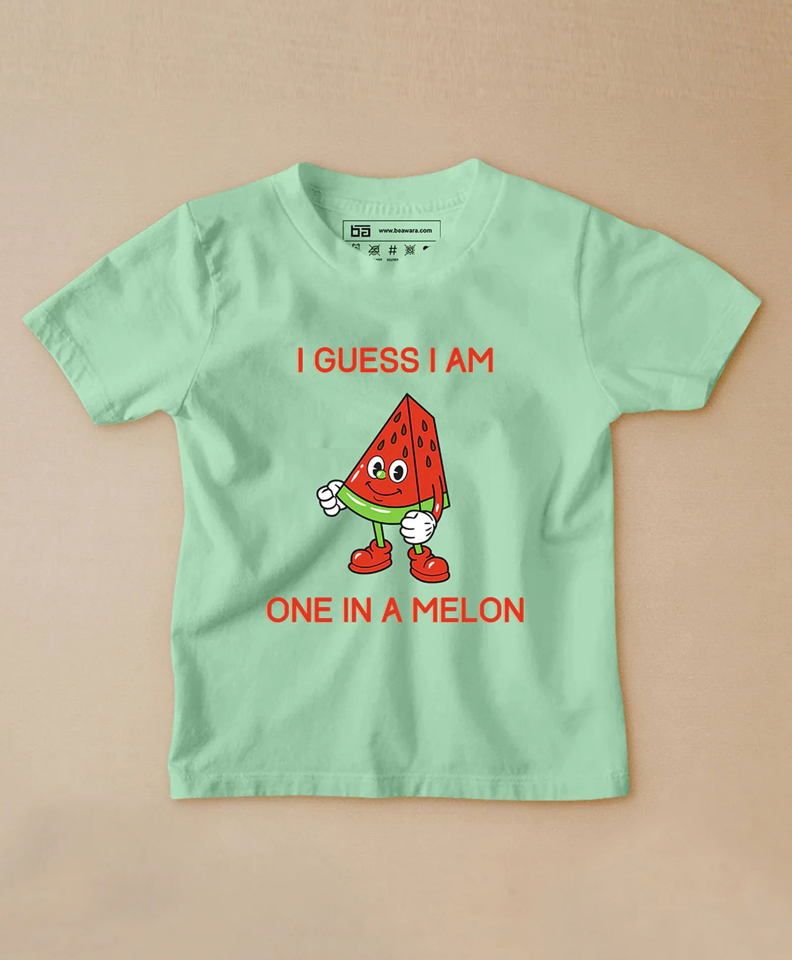 Be Awara Half Sleeves One In A Melon Printed Tee - Mint Green-picture-26