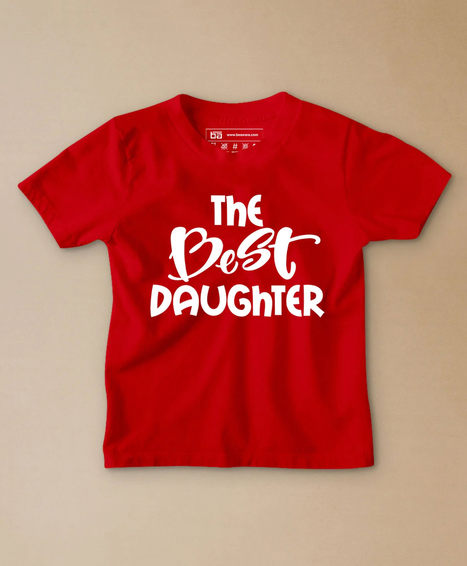 Be Awara Half Sleeves The Best Daughter Printed Tee - Red-picture-24