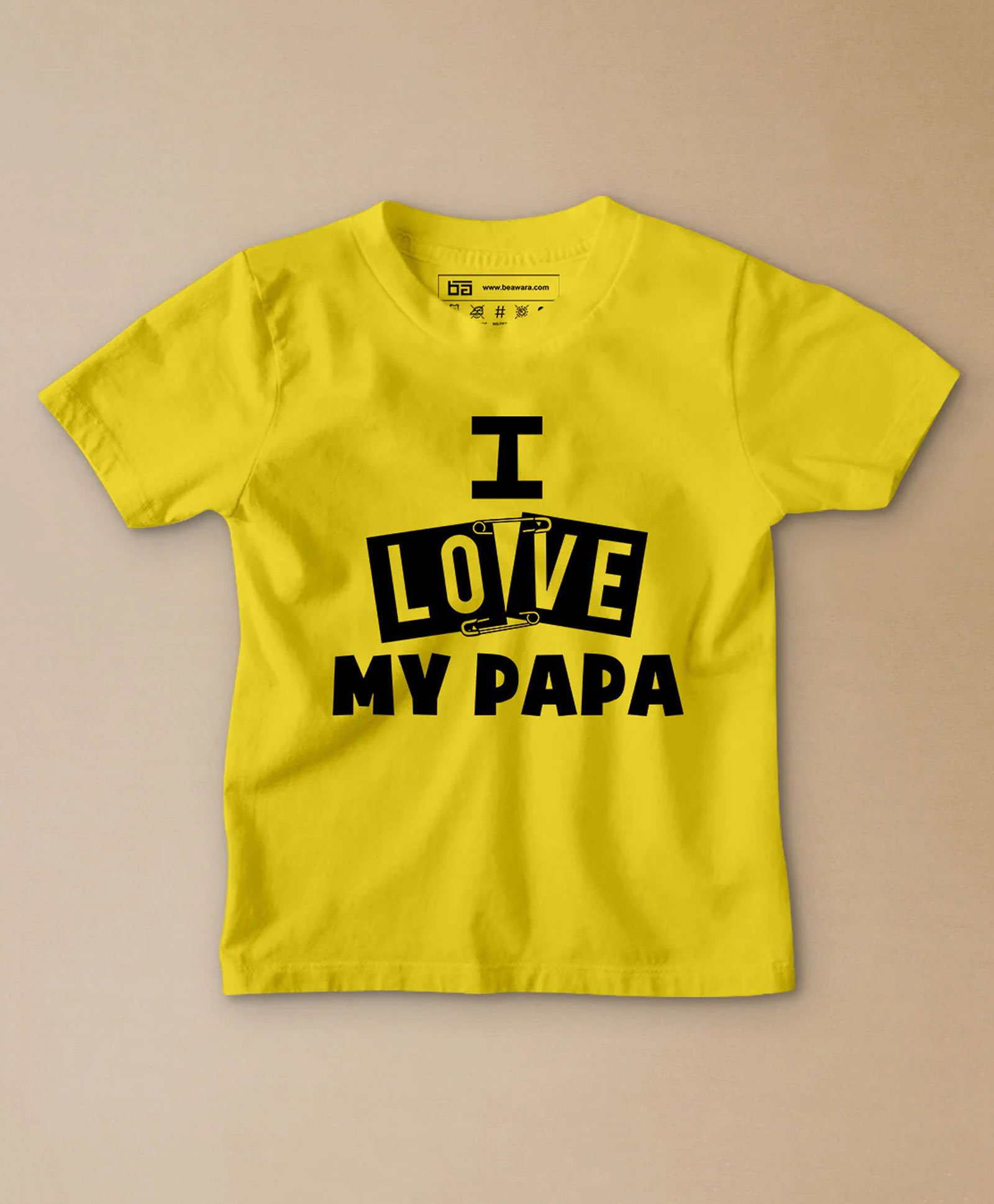 Be Awara Family Theme Half Sleeves I Love My Papa Printed Tee - Yellow-picture-10