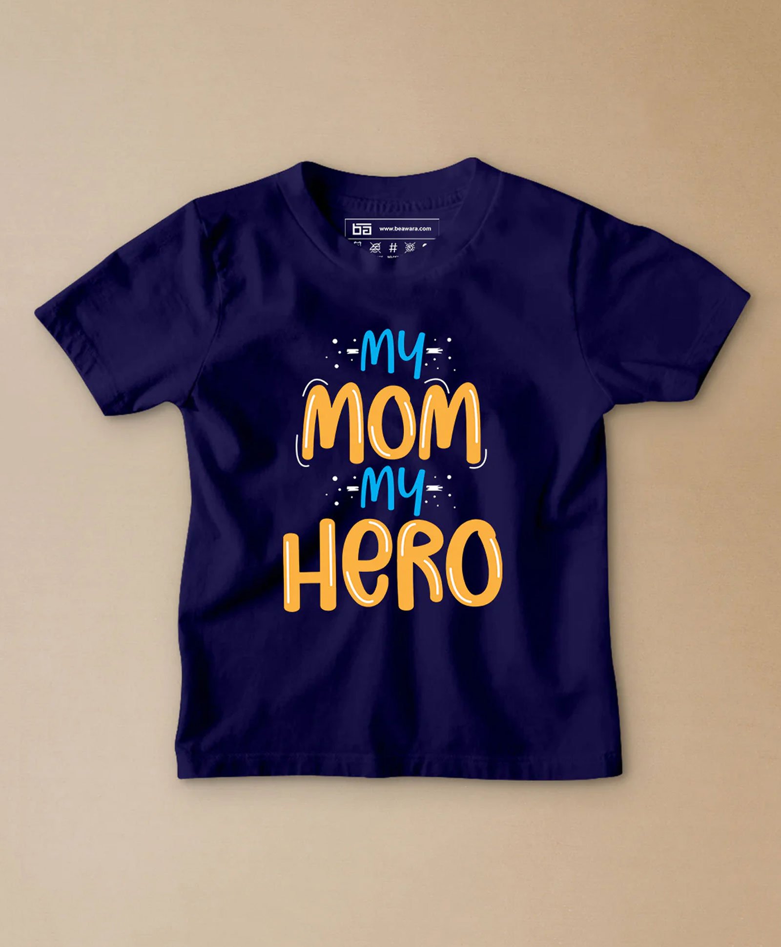 Be Awara Family Theme Half Sleeves My Mom My Hero  Printed Tee - Navy Blue-picture-14