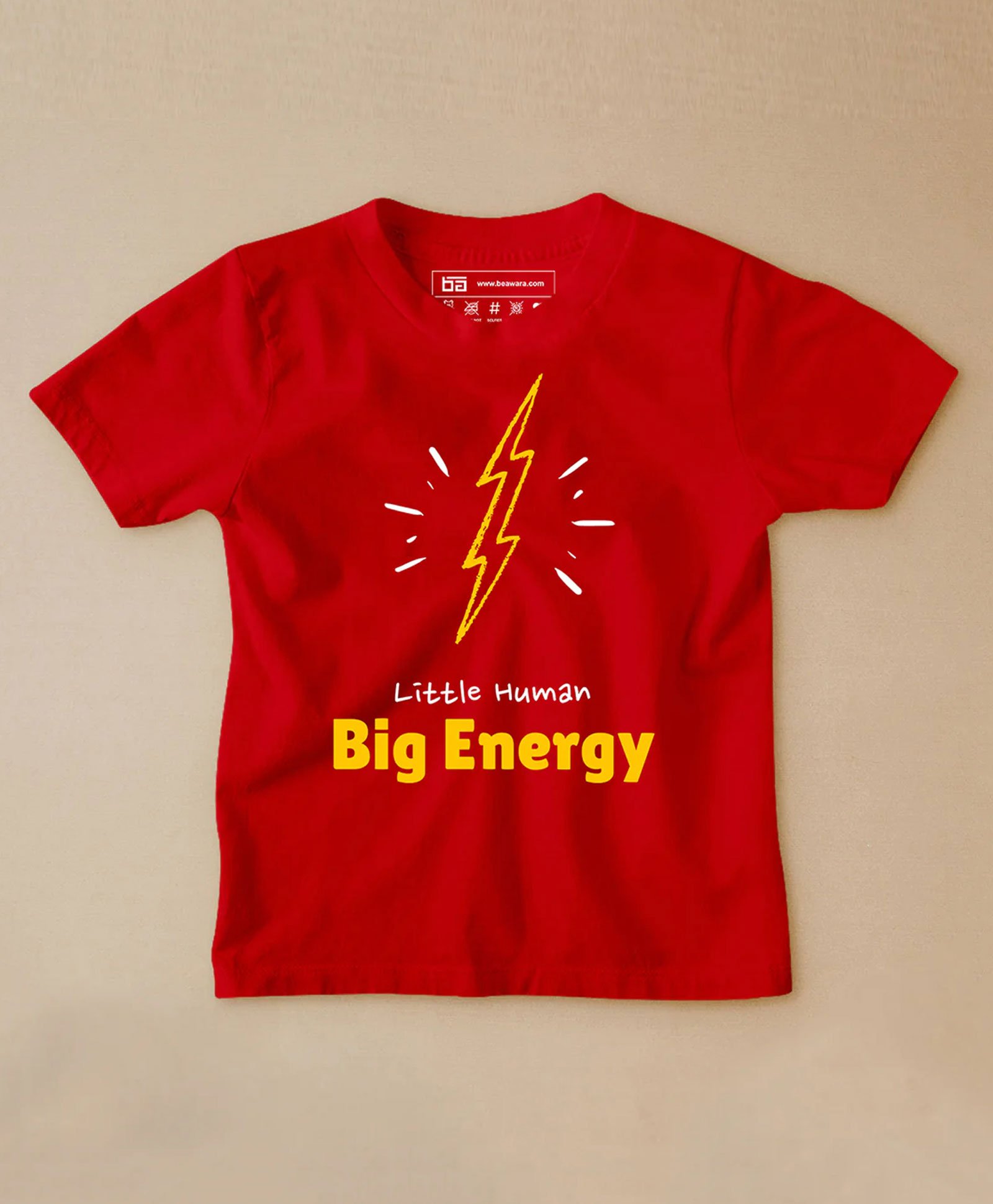 Be Awara Half Sleeves Little Human Big Energy Printed Tee - Red-picture-30
