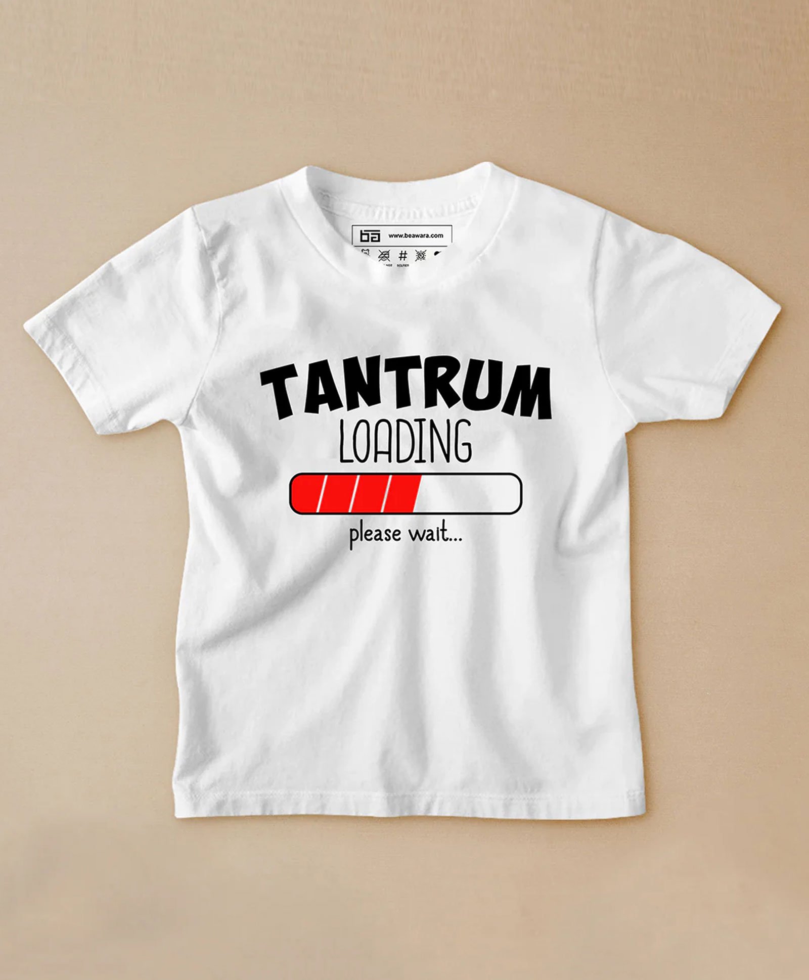 Be Awara Family Theme Half Sleeves Tantrum Loading Printed Tee - White-picture-8