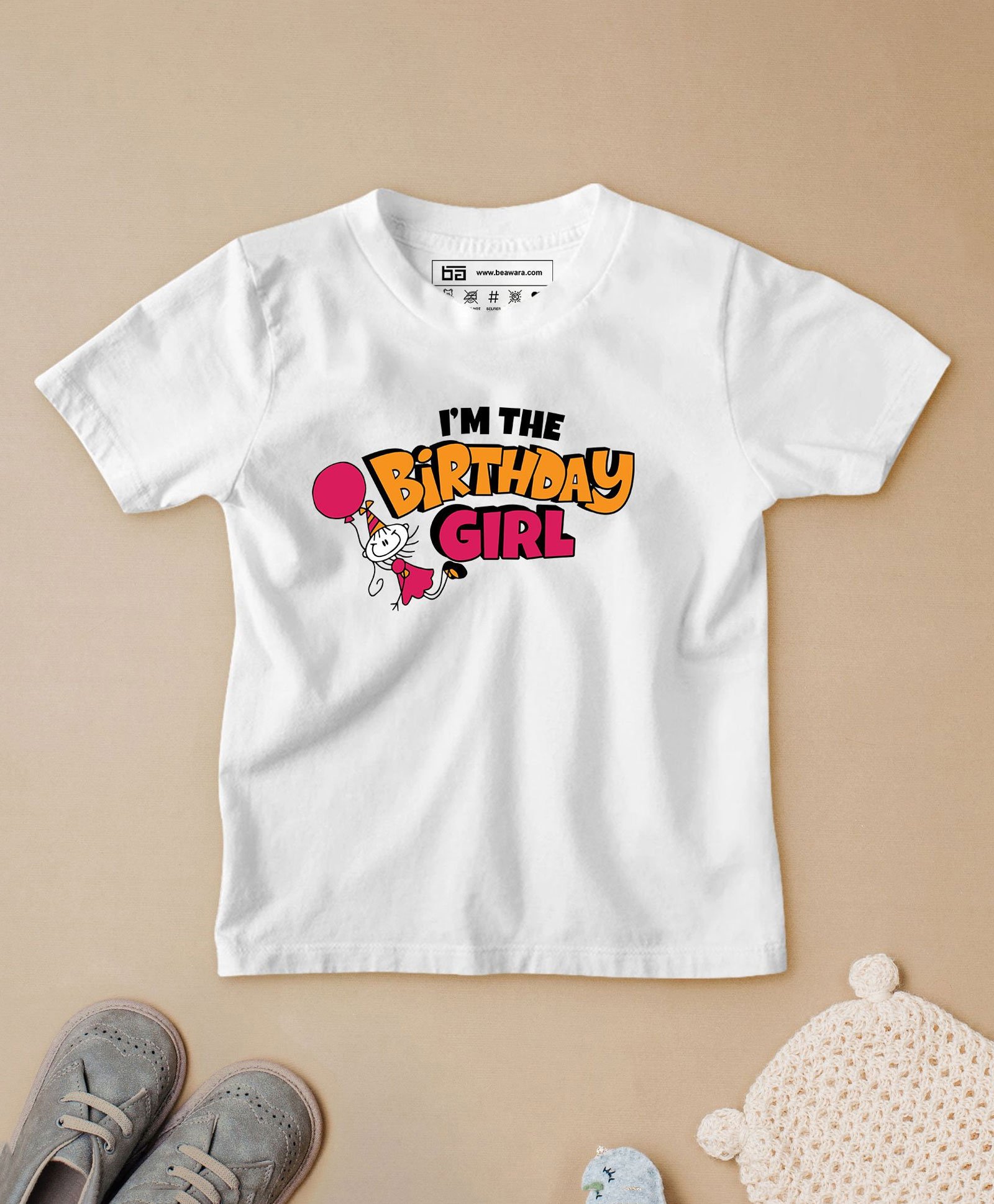 Be Awara Half Sleeves I'm The Birthday Girl Printed Tee - White-picture-18