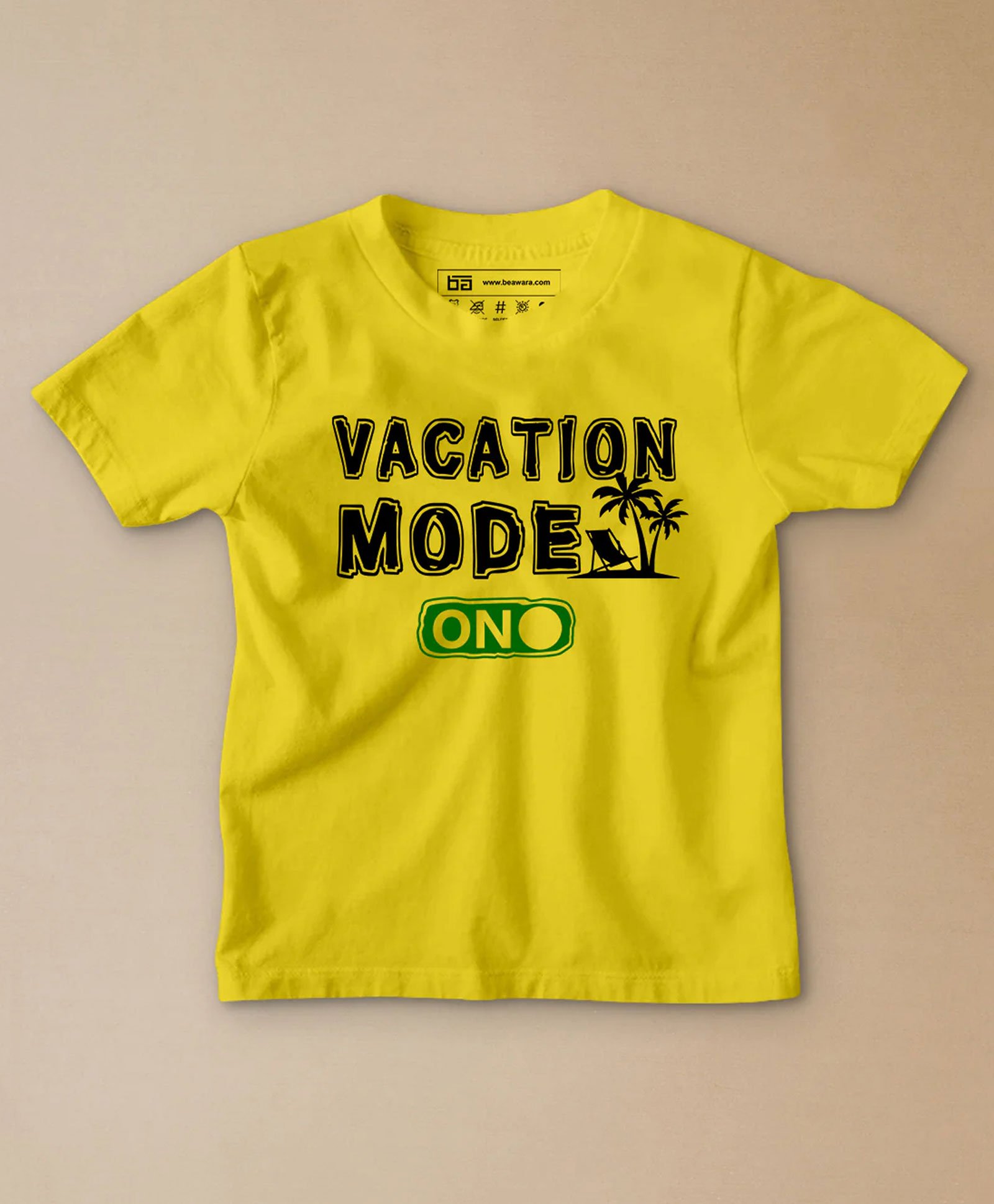 Be Awara Sea Life Half Sleeves  Vacation Mode On Printed Tee - Yellow-picture-13