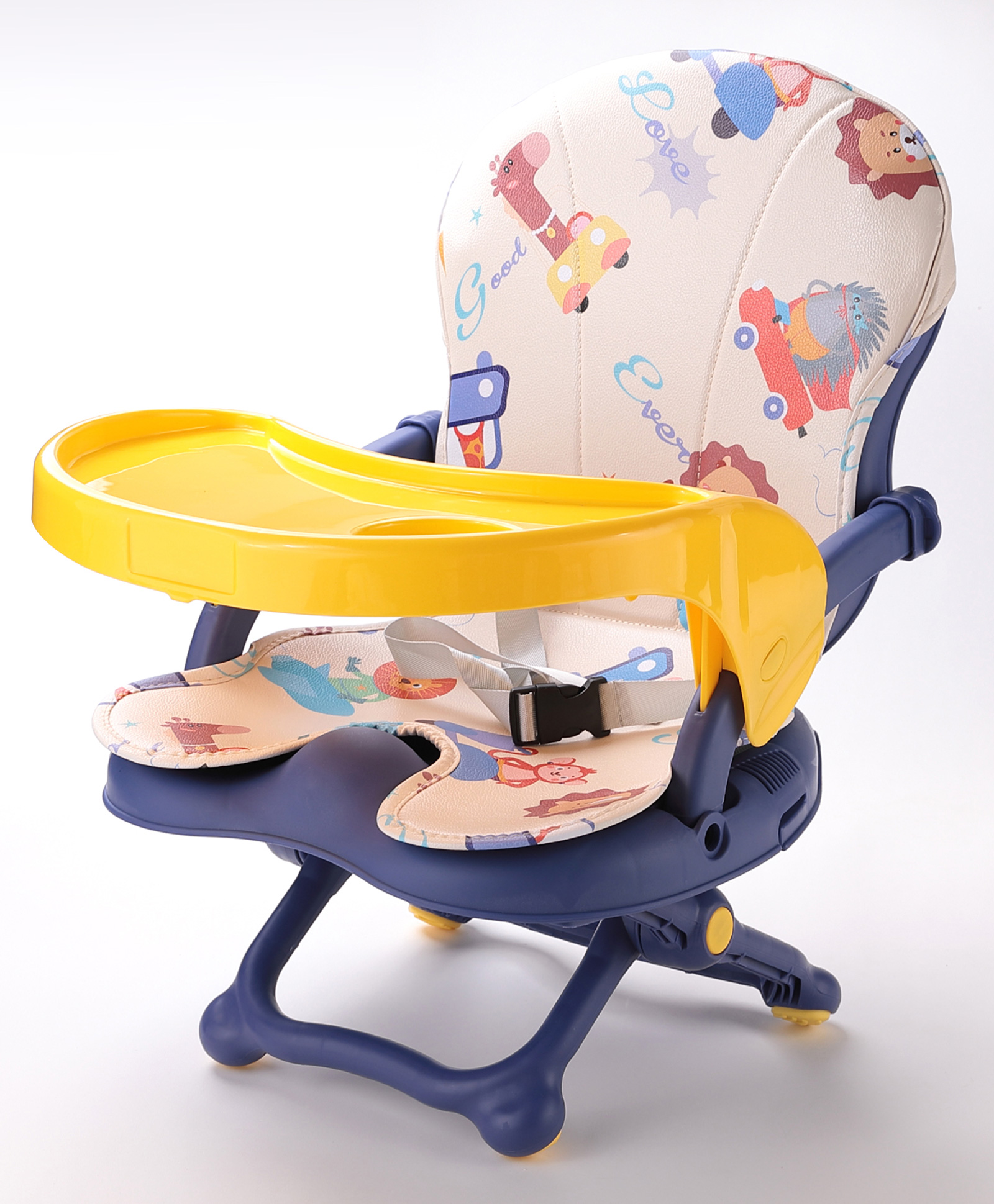 fab n funky 2 in 1 Portable Toddler Animal Print Booster Chair with Removable Tray & Seat Pad - Blue-picture-14