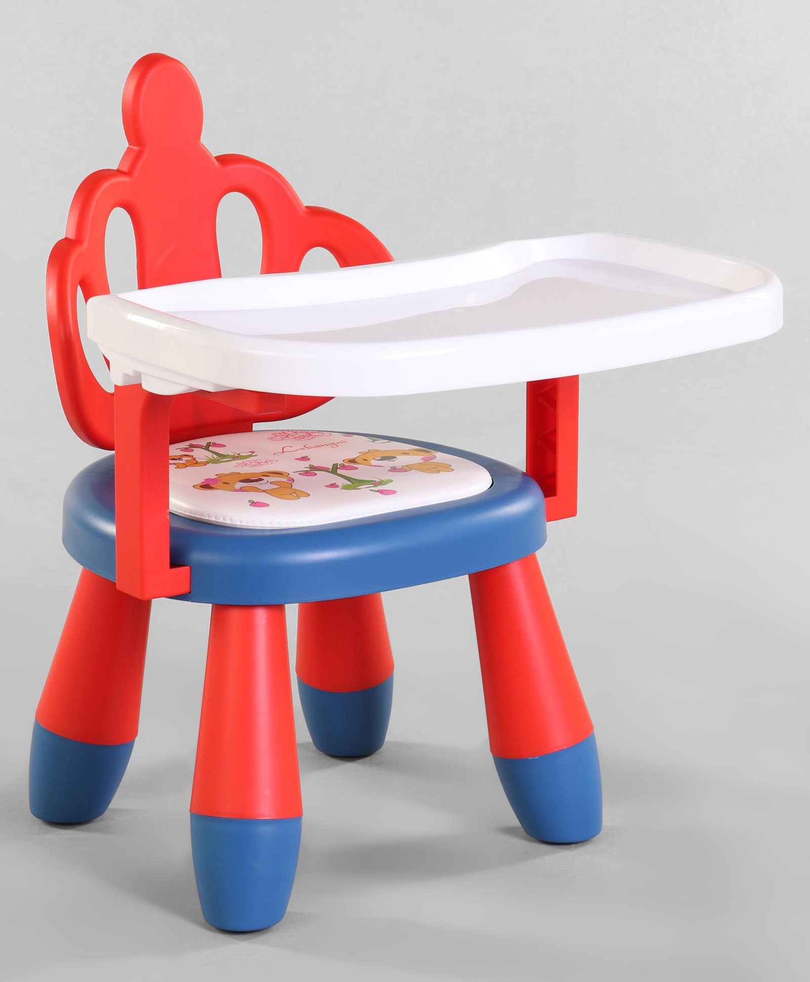 Portable Baby Chair  with Tray Dining Table Low Stool Easy to Clean Bathroom Chair Bear Print - Red-image-36