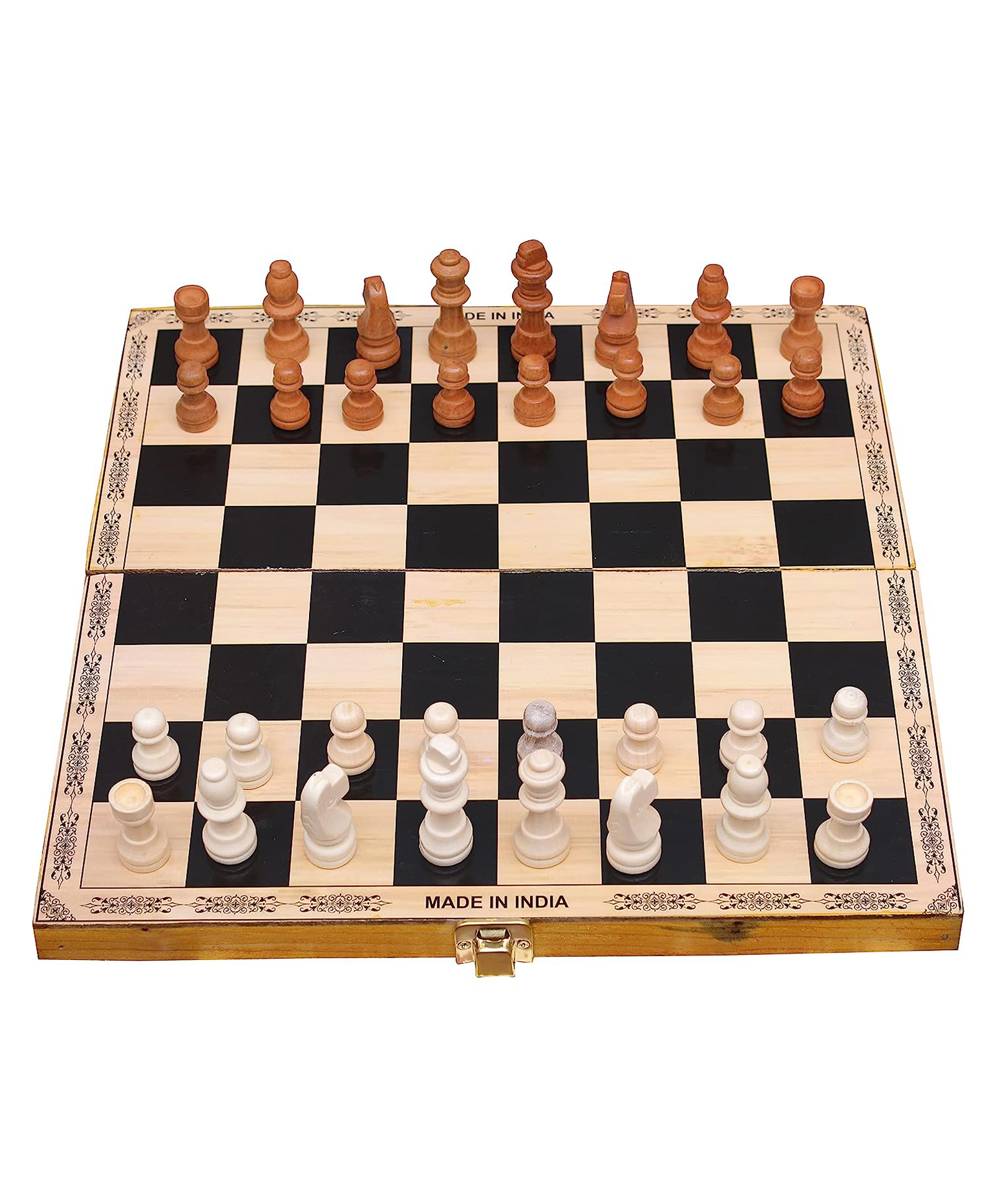 New Pinch Wooden Folding Chess Board - Brown Beige-picture-26