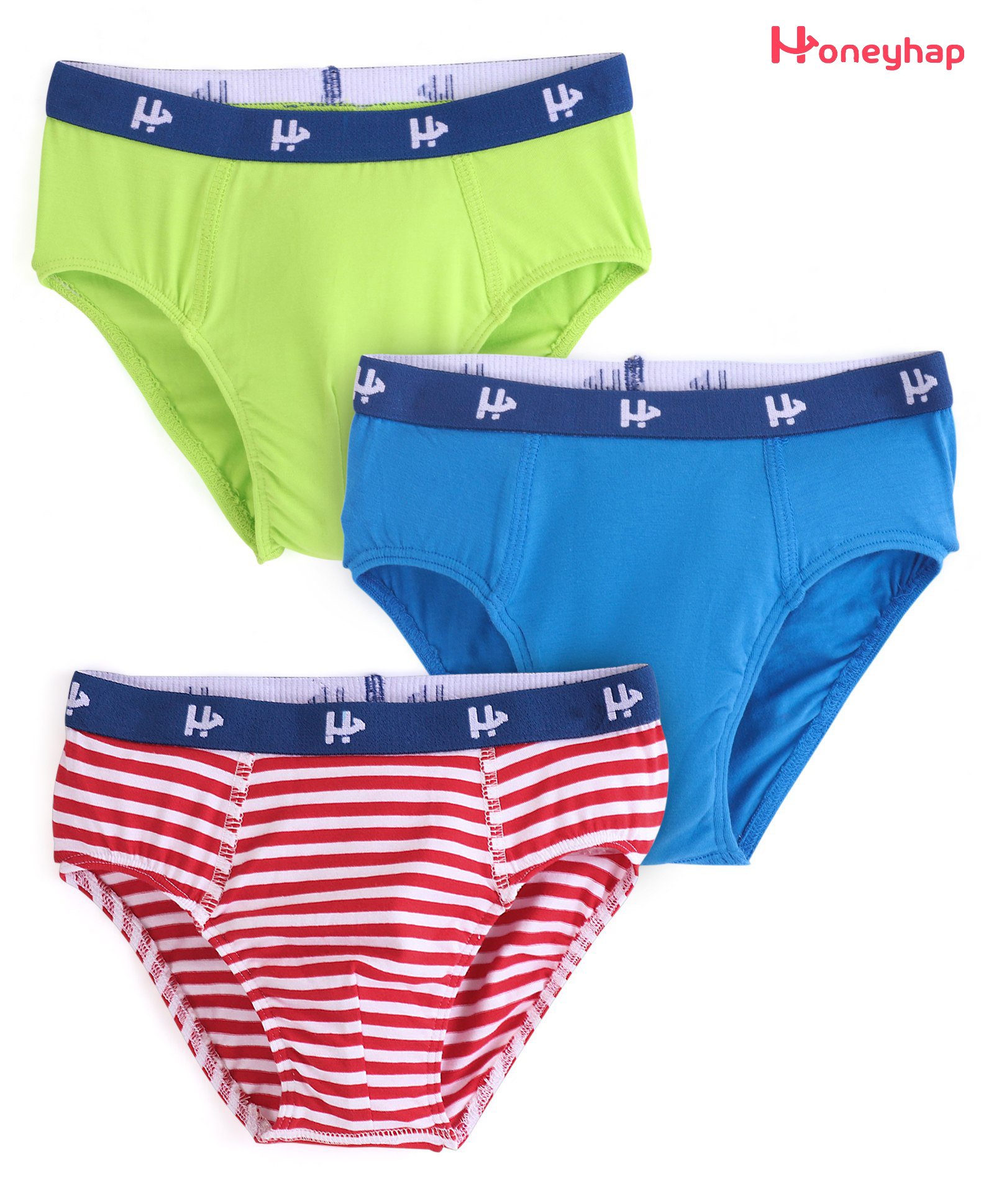 Honeyhap Premium Cotton Super Soft Stretchable Striped Briefs with Silvadur Finish Pack of 3 - Multicolor-picture-26