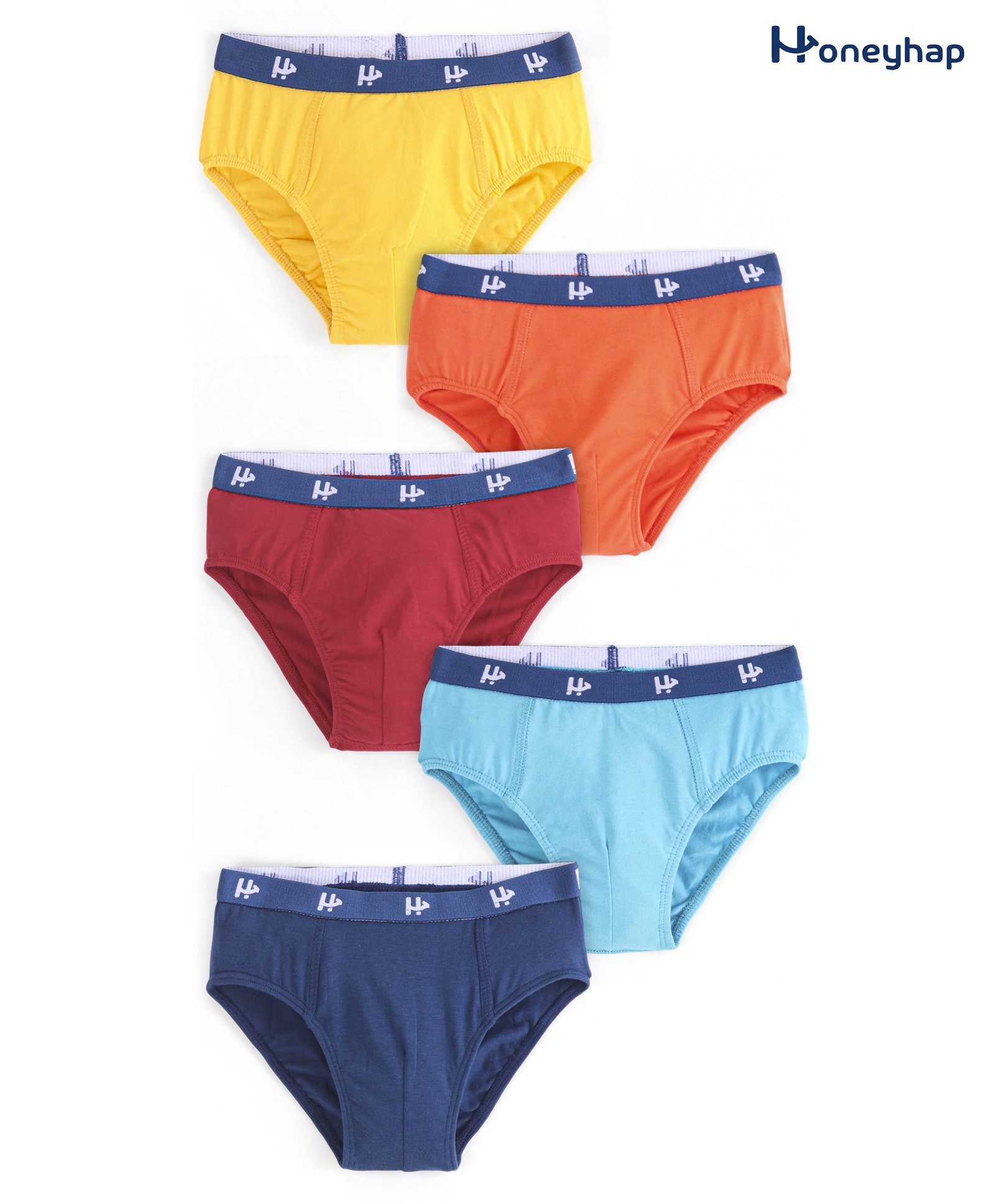 Honeyhap Premium Cotton Super Soft Stretchable Briefs with Silvadur Finish Solid Color Pack of 5 - Multicolor-image-43