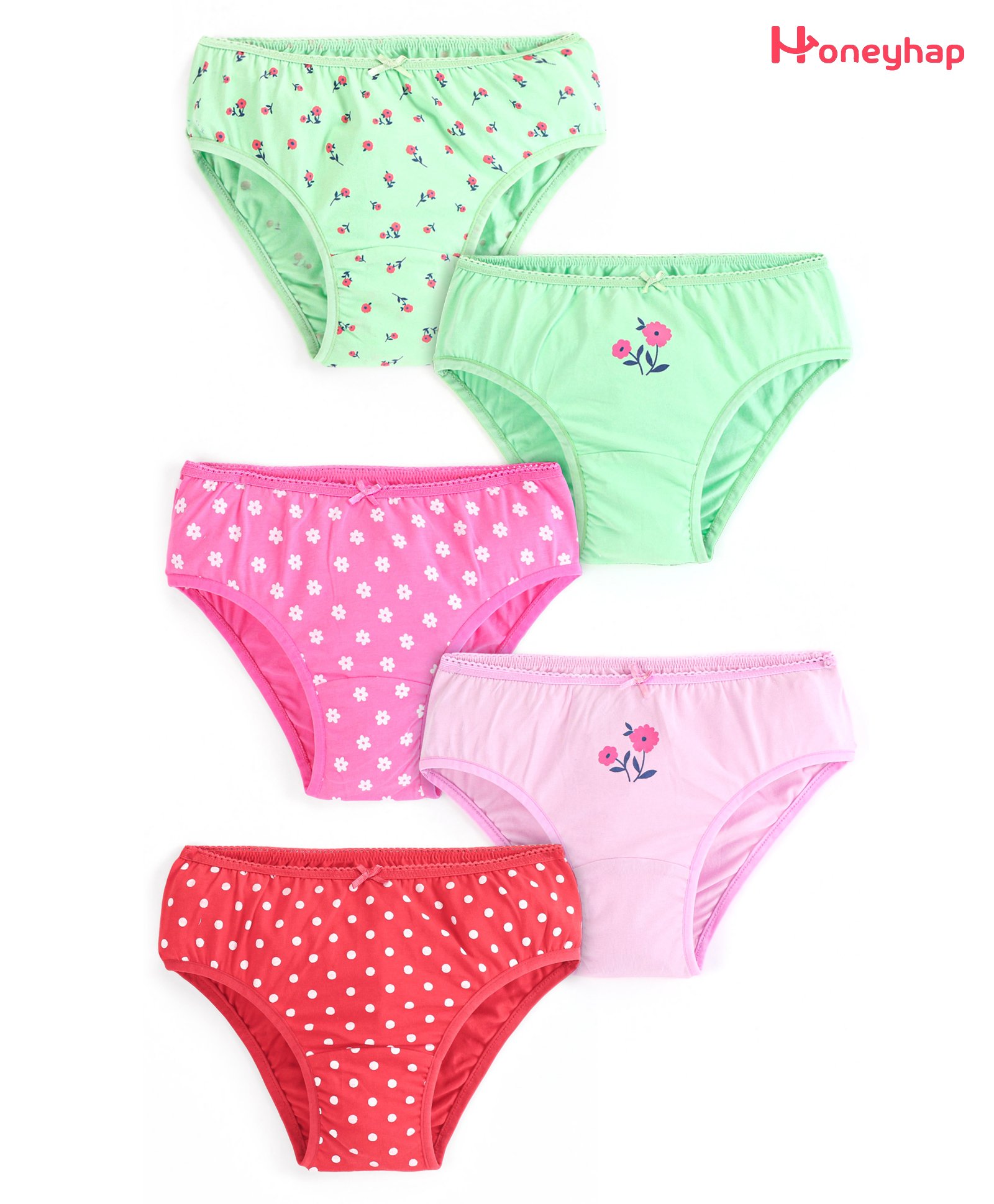 Honeyhap Premium Cotton Super Soft Stretchable Floral Printed  Panties with Silvadur Finish Pack of 5 - Multicolor-picture-40