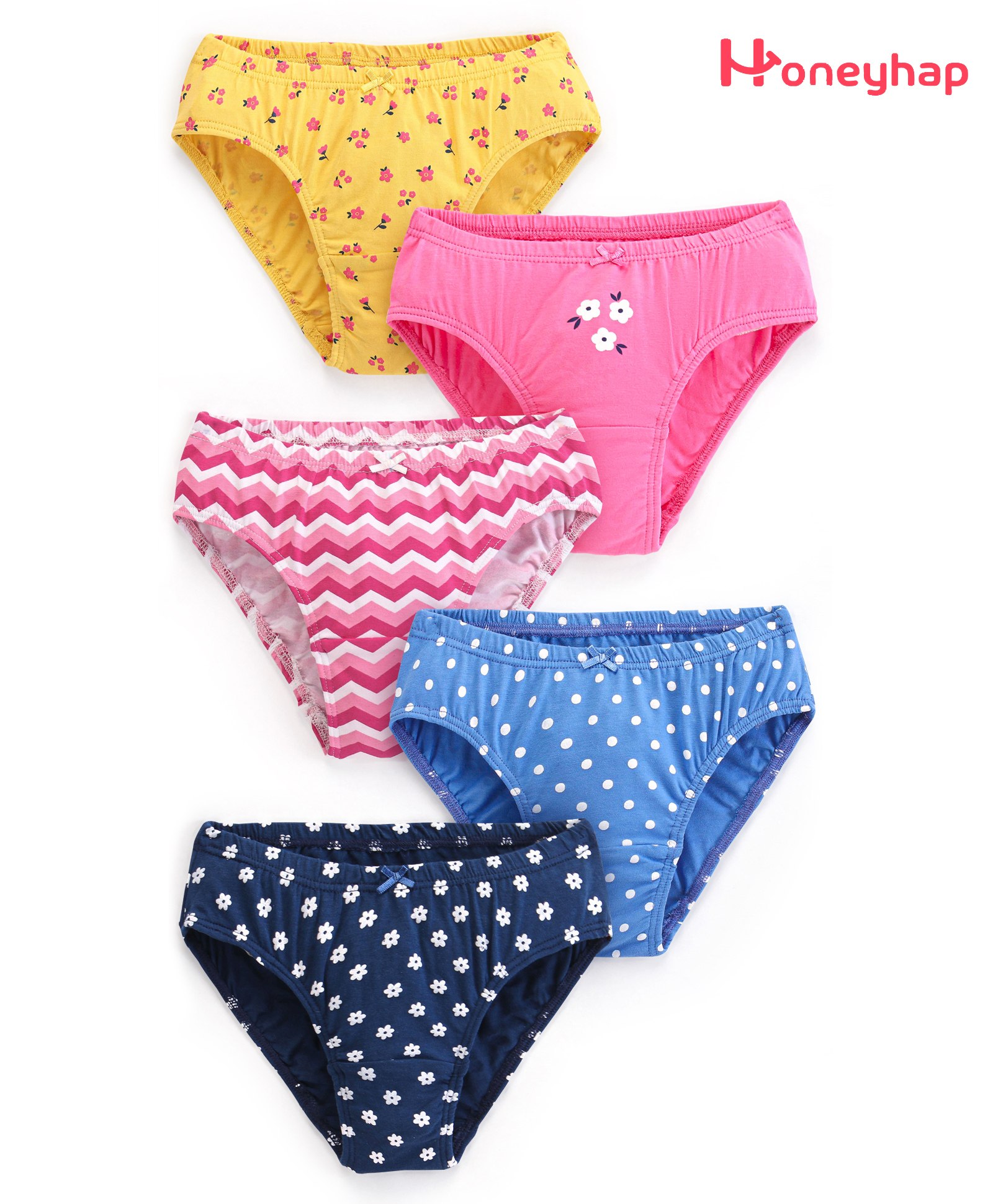 Honeyhap Premium Cotton Super Soft Stretchable Panties with Silvadur Finish Floral Print Pack of 5 - Maize Marina Sachet Limoges Pink Carnation-picture-16