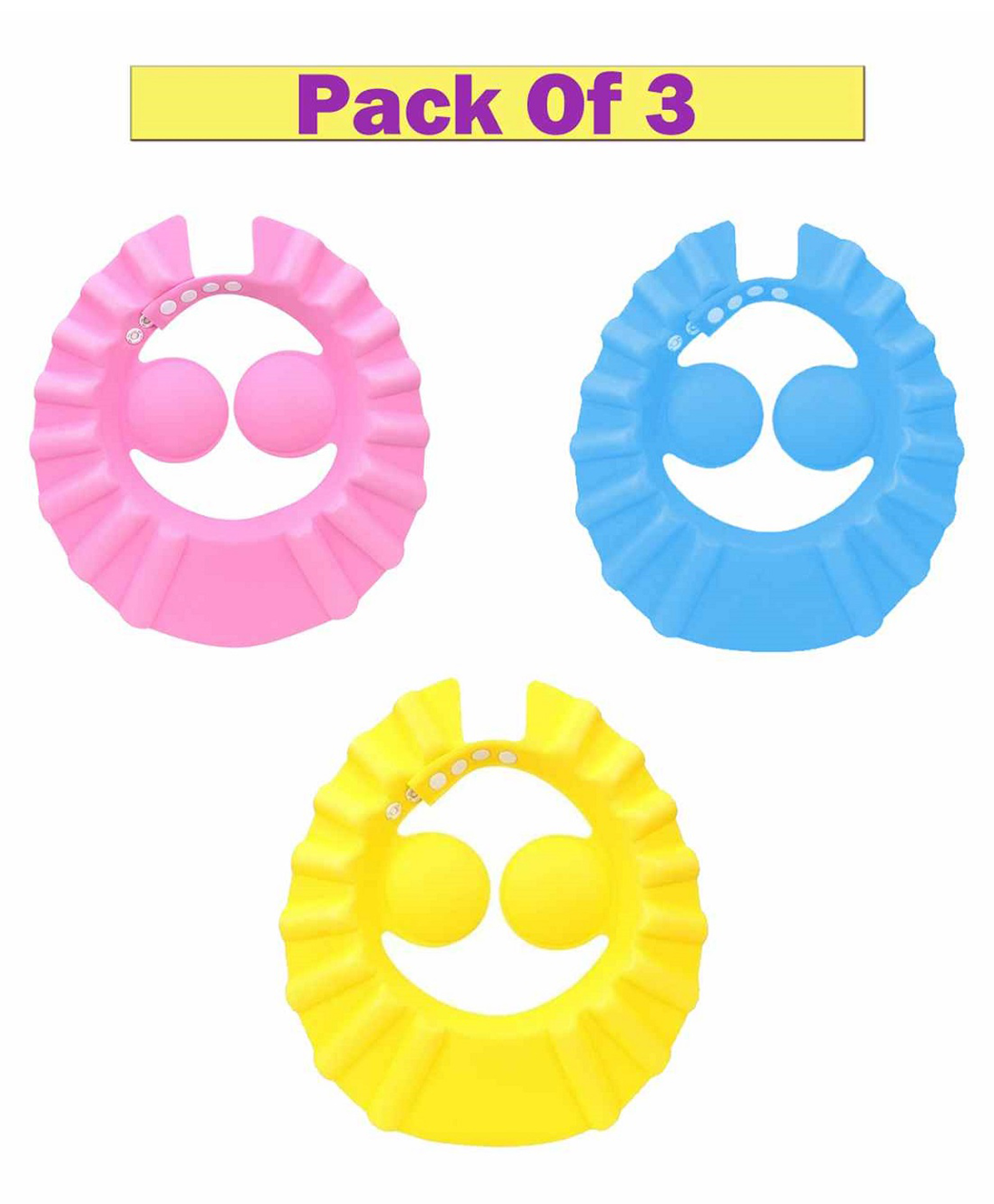 Ortis Adjustable Bathing Baby Shower Cap Pack Of 3 - Multicolor-picture-22
