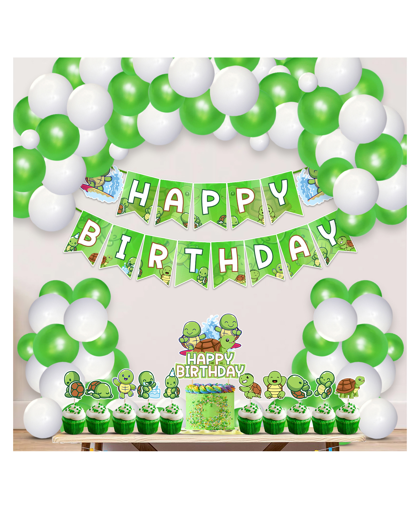 Zyozi Turtle Theme Birthday Party Decorations Multicolour - Pack of 37-image-33