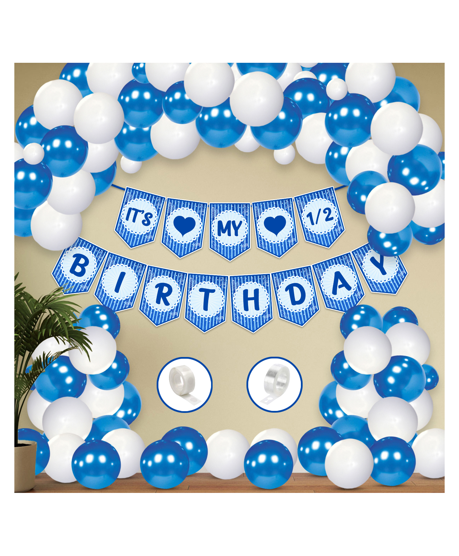 Zyozi 6 Months Birthday Decorations Items Blue - Pack of 53-image-16