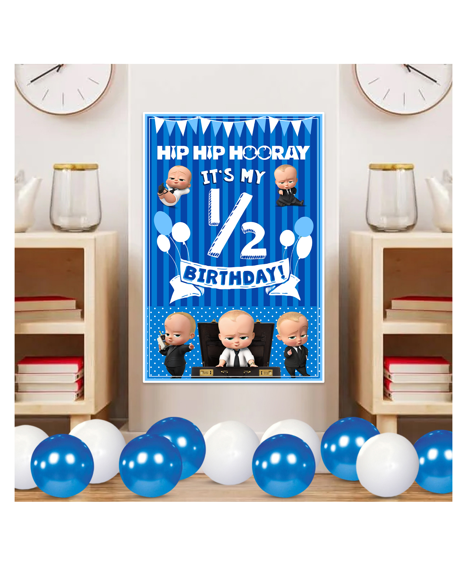 Zyozi Boss Theme Half Birthday Sign Door Board Wall Decorations Board Blue - Pack Of  1-image-39