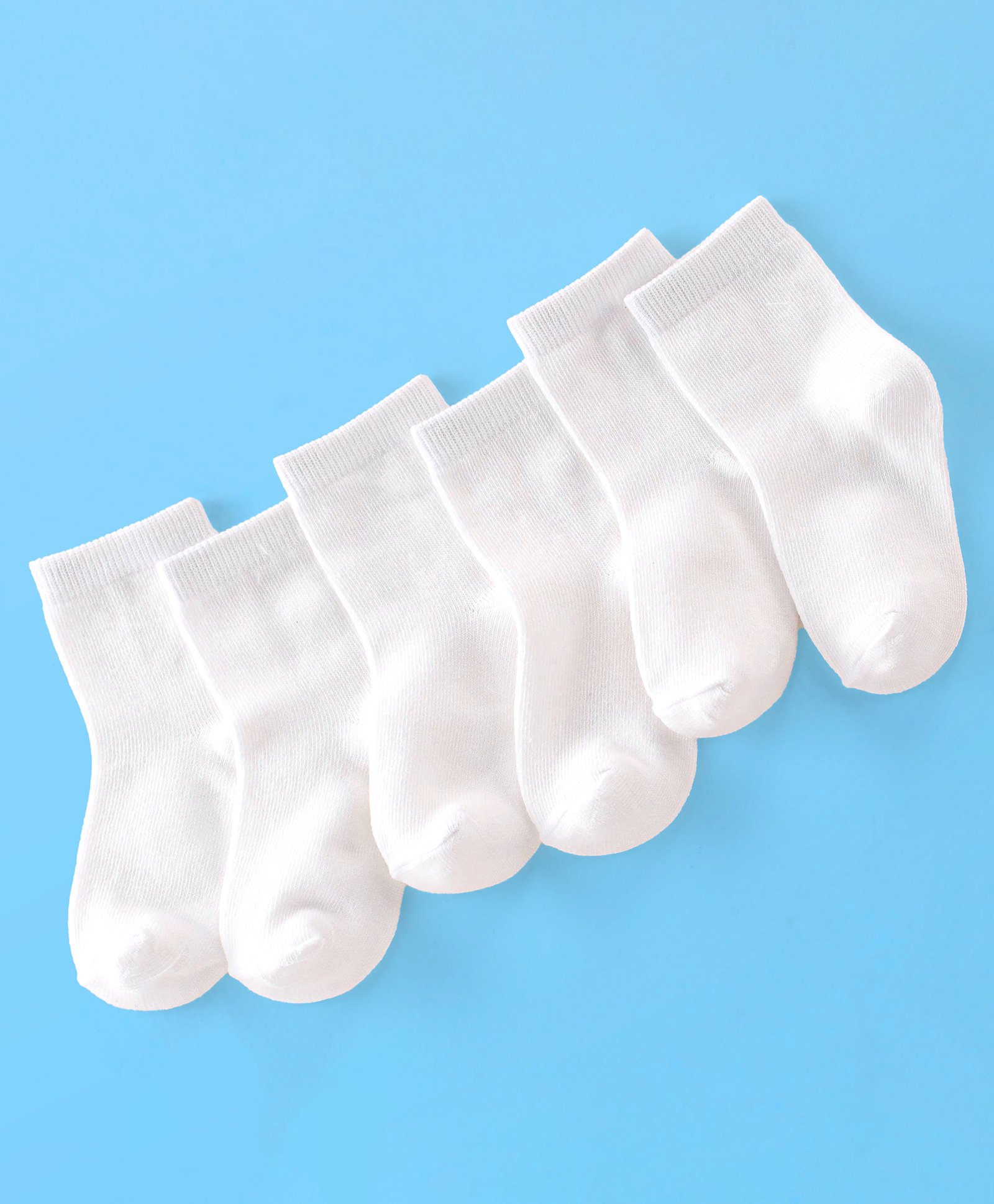 Doodle Poodle Cotton Knit Ankle Length Solid Socks Pack of 3 - White-image-36
