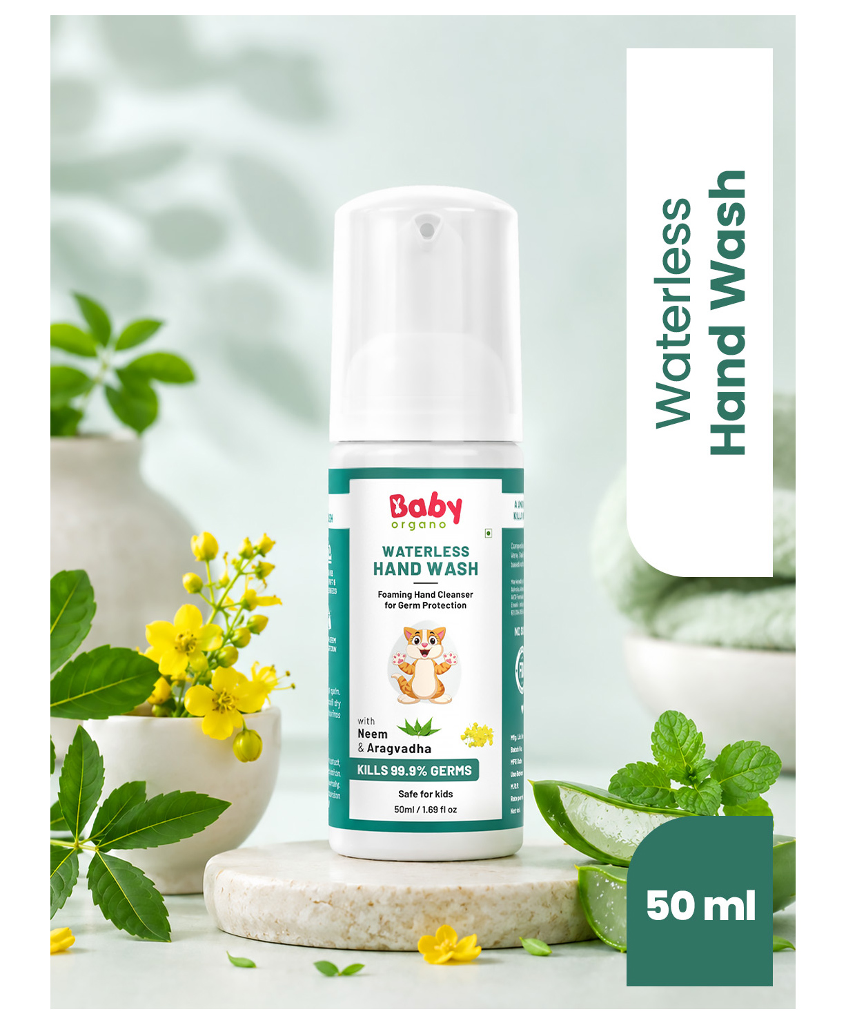 BabyOrgano Non Alcoholic 100% Natural Waterless Hand wash 99.9% Germ Protection - 50 ml-picture-10