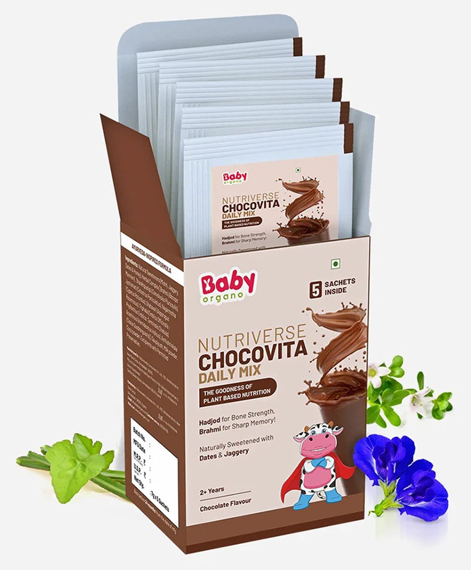 BabyOrgano Herbal Chocovita Nutritional Height & Weight Gain Milk Drink Powder for Kids - 50 g-image-4
