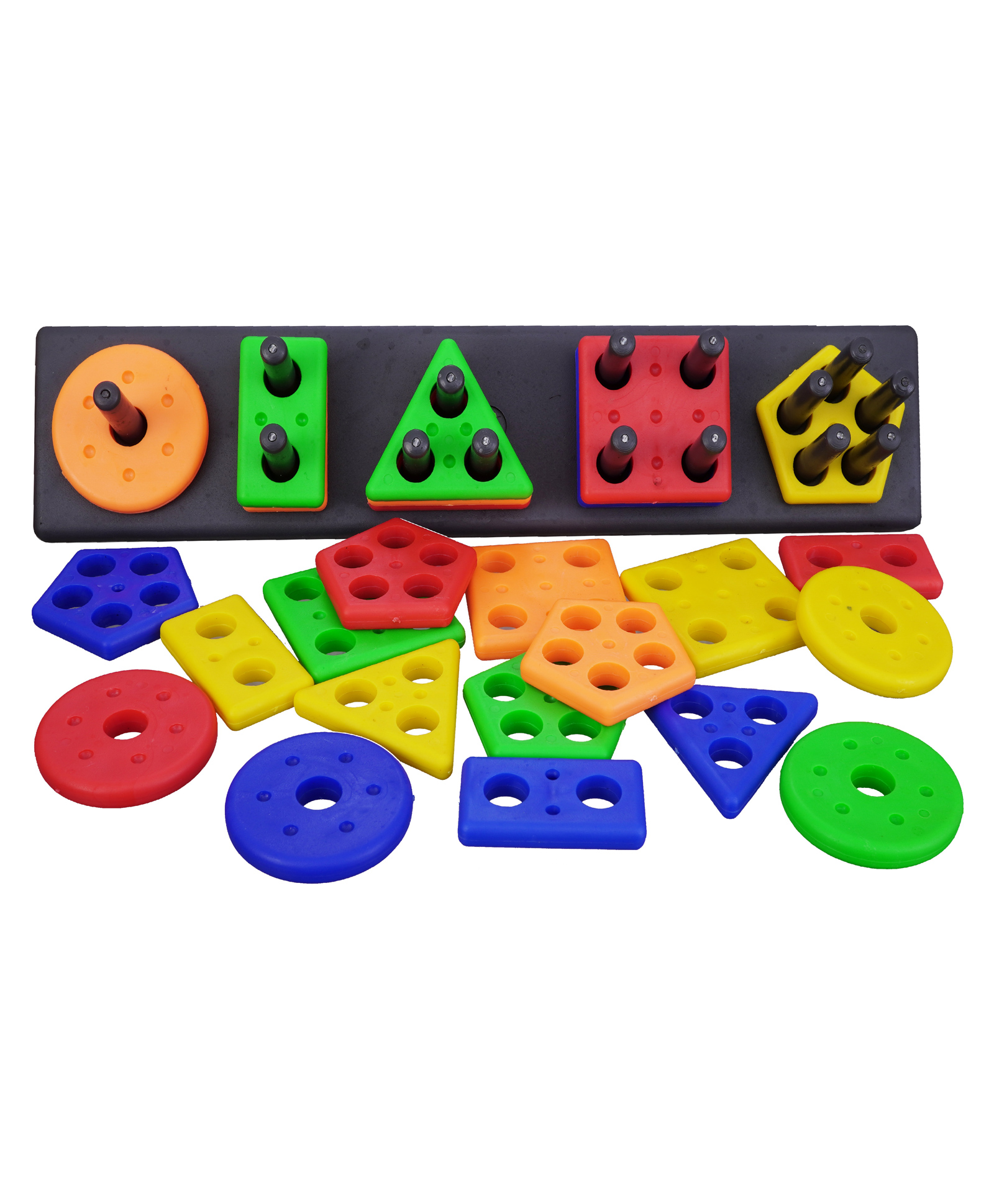 BitFeex Intellectual Learning Geometric Shape Stacker Matching Five Column Blocks Puzzle Shape Sorter Column Game Toy Multicolor - 26 Pieces-image-20