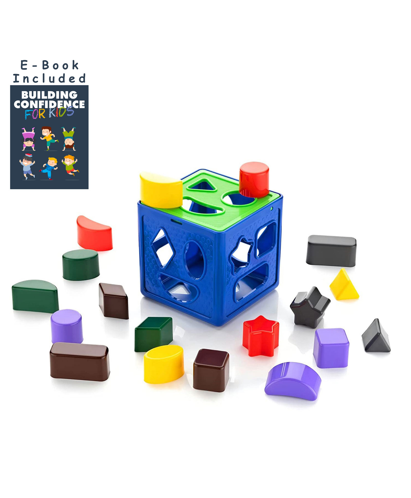 BitFeex Shape Sorting Cube with 18 Shape and Different Color Kids Activity Toys Learning and Educational Toys - 18 Pieces-image-38