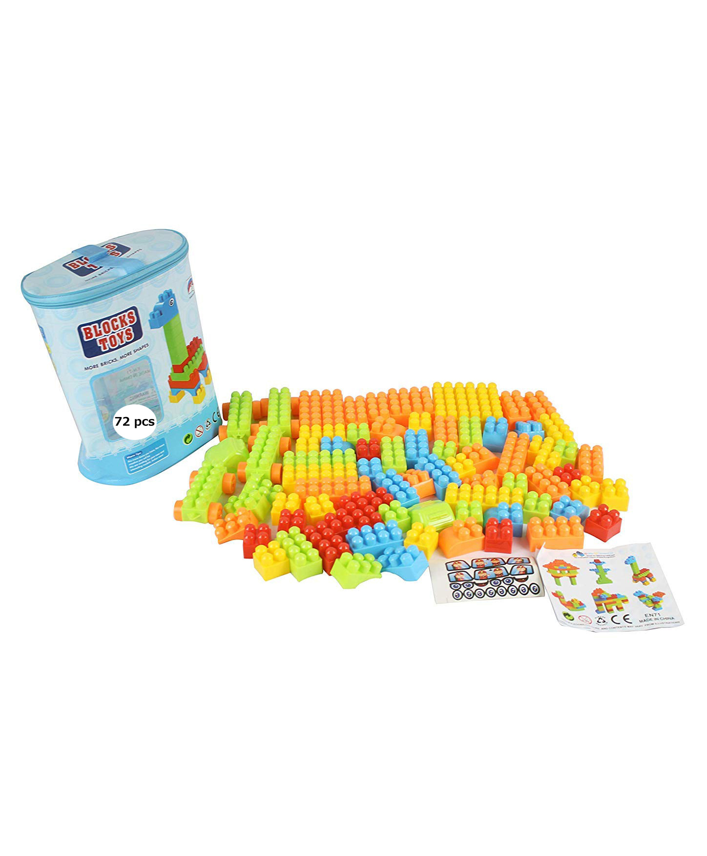 BitFeex Smart Activity Multi Color Fun Bricks Toys Multicolor - 72 Pieces-image-20