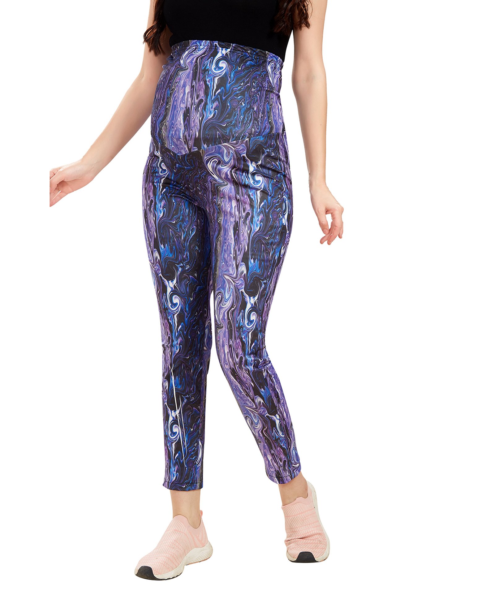 Mom for sure by Ketki Dalal Abstract Blue Maternity Active Wear Legging - Blue-picture-21