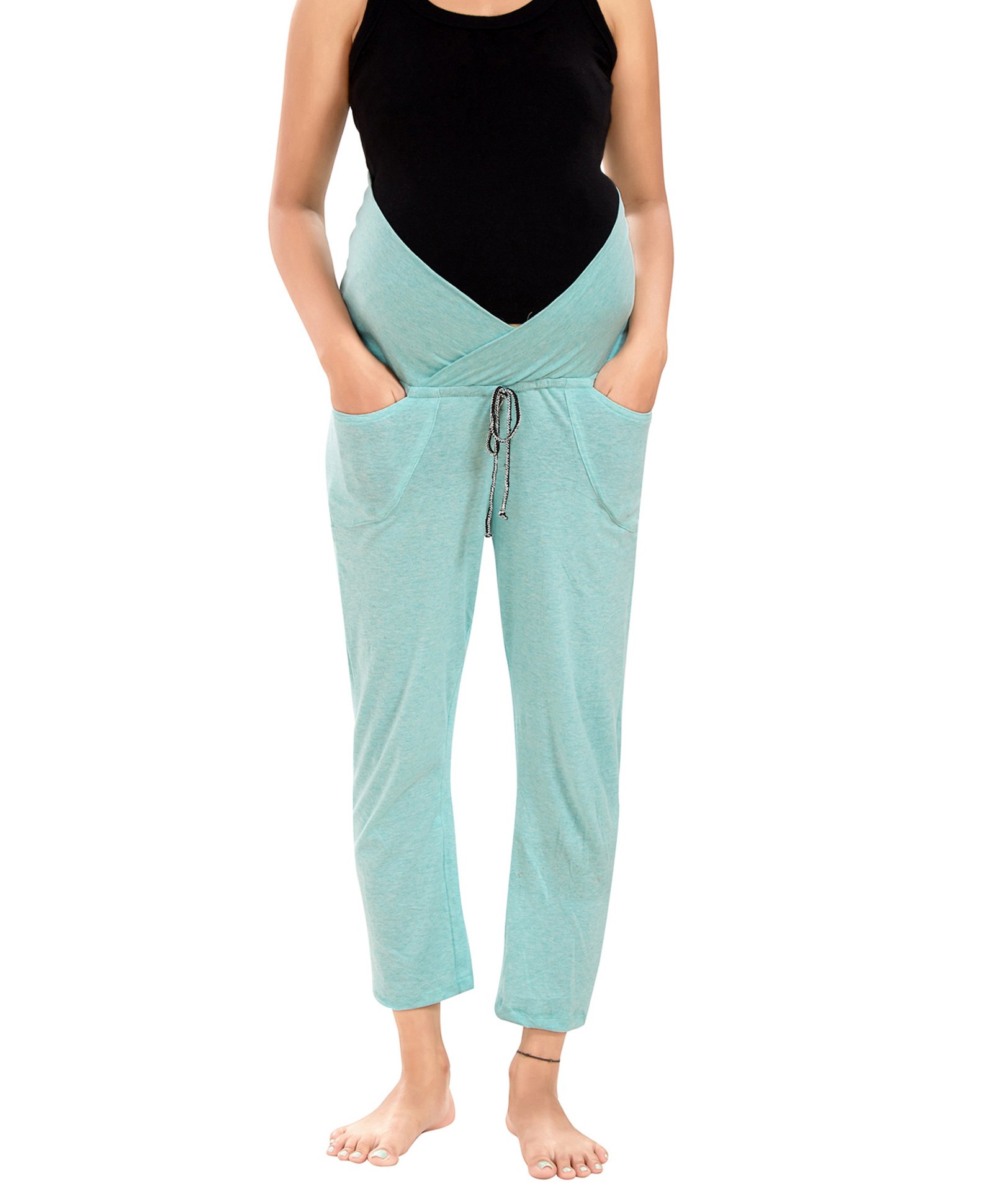 Mom for sure by Ketki Dalal Solid Maternity Pyjama With Side Pockets - Blue-picture-28